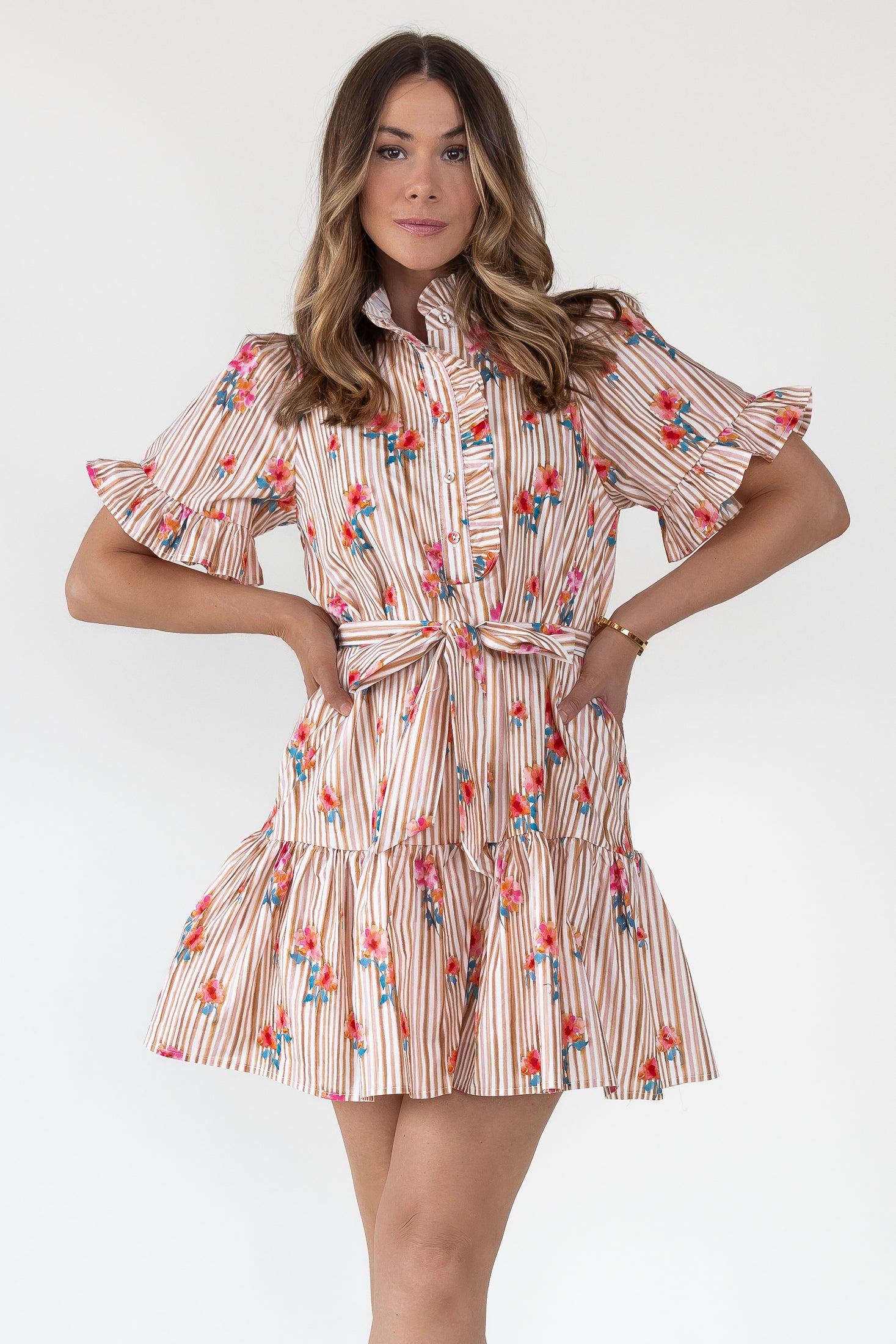 Savannah Stripe & Bloom Mini Dress