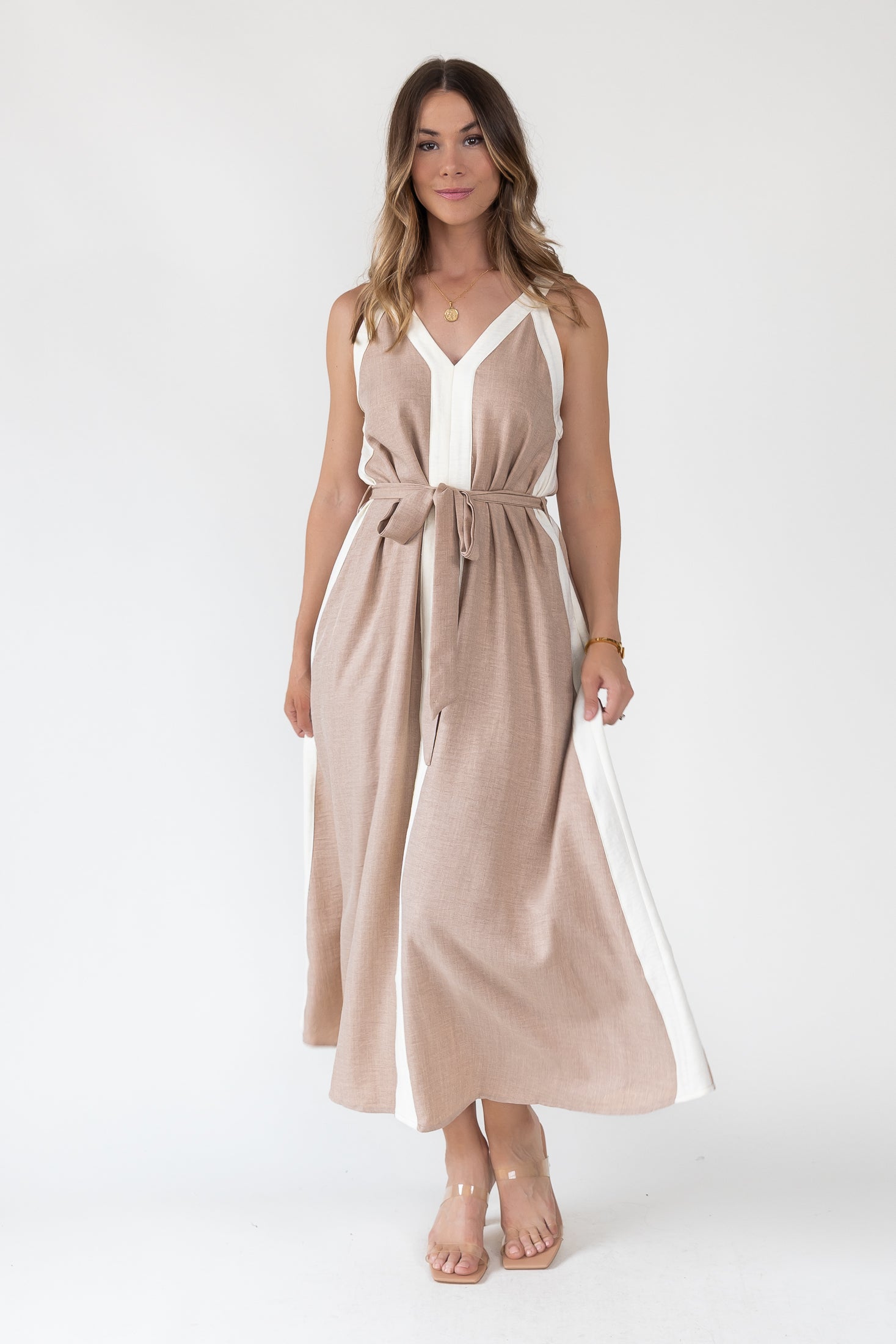 Mila Contrast Panel Maxi Dress