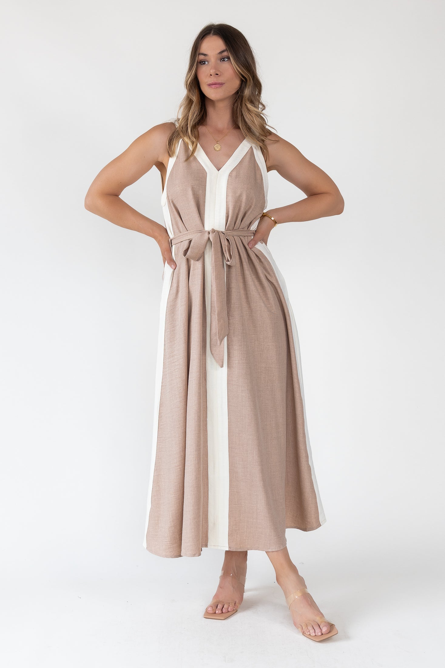 Mila Contrast Panel Maxi Dress