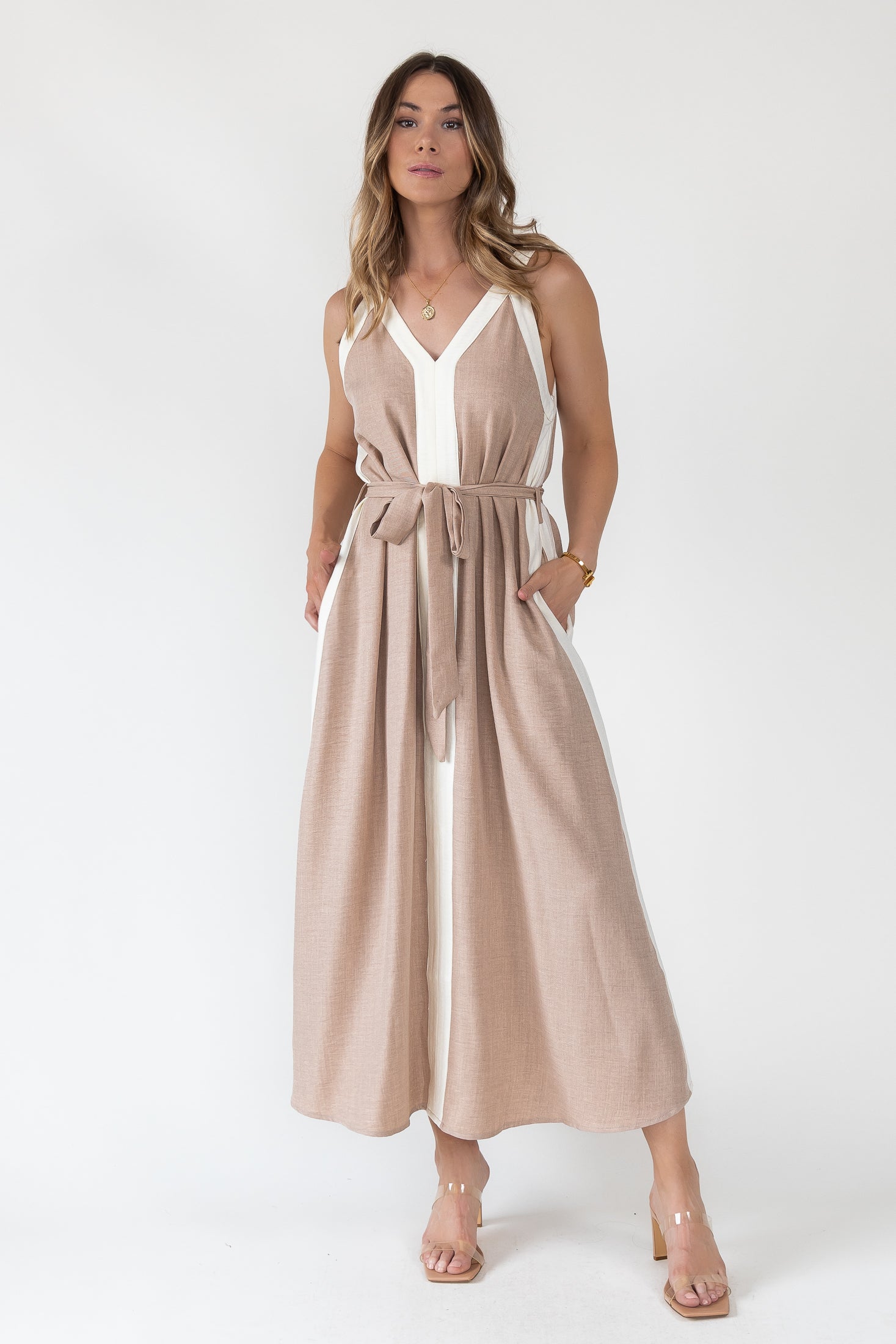 Mila Contrast Panel Maxi Dress