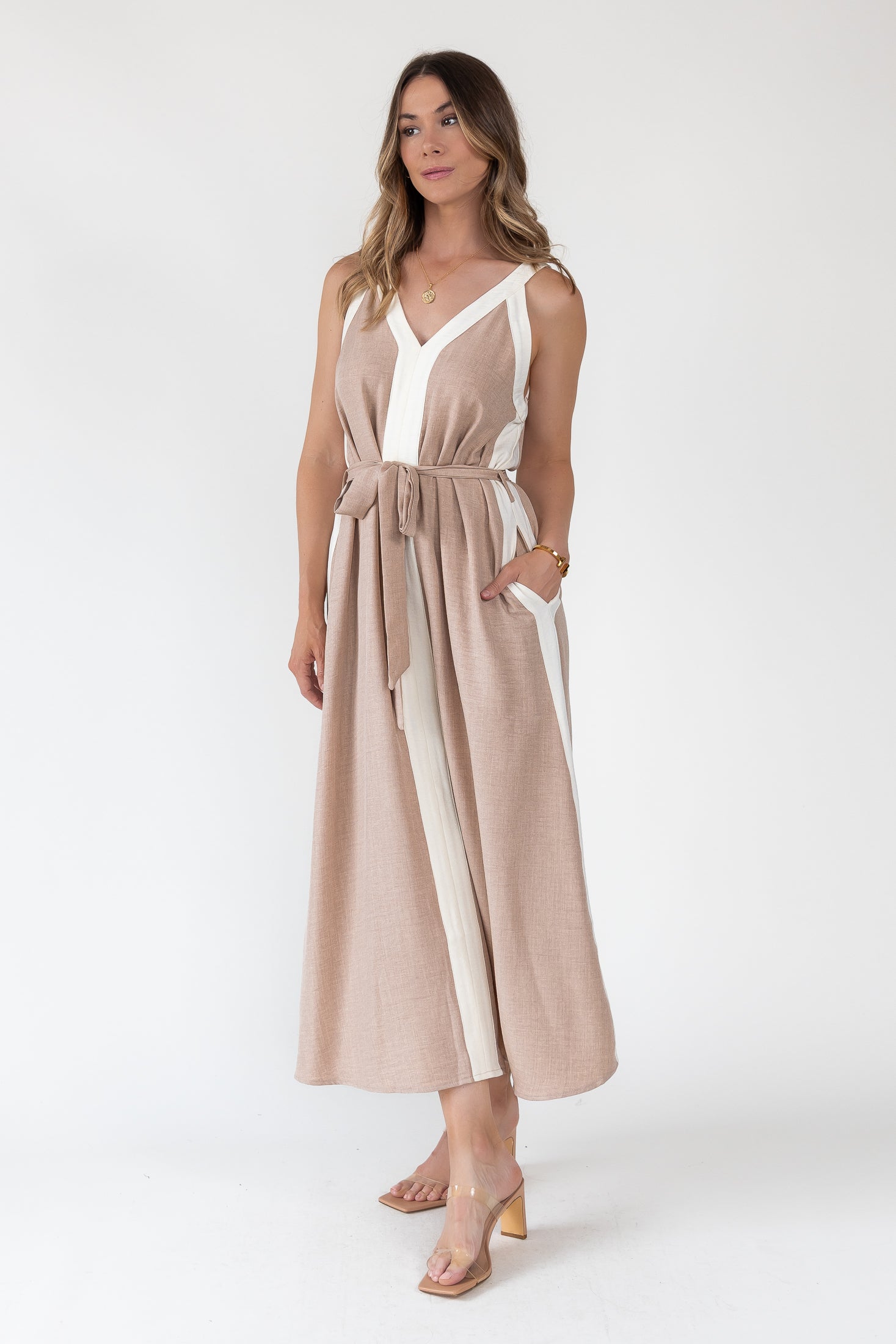 Mila Contrast Panel Maxi Dress