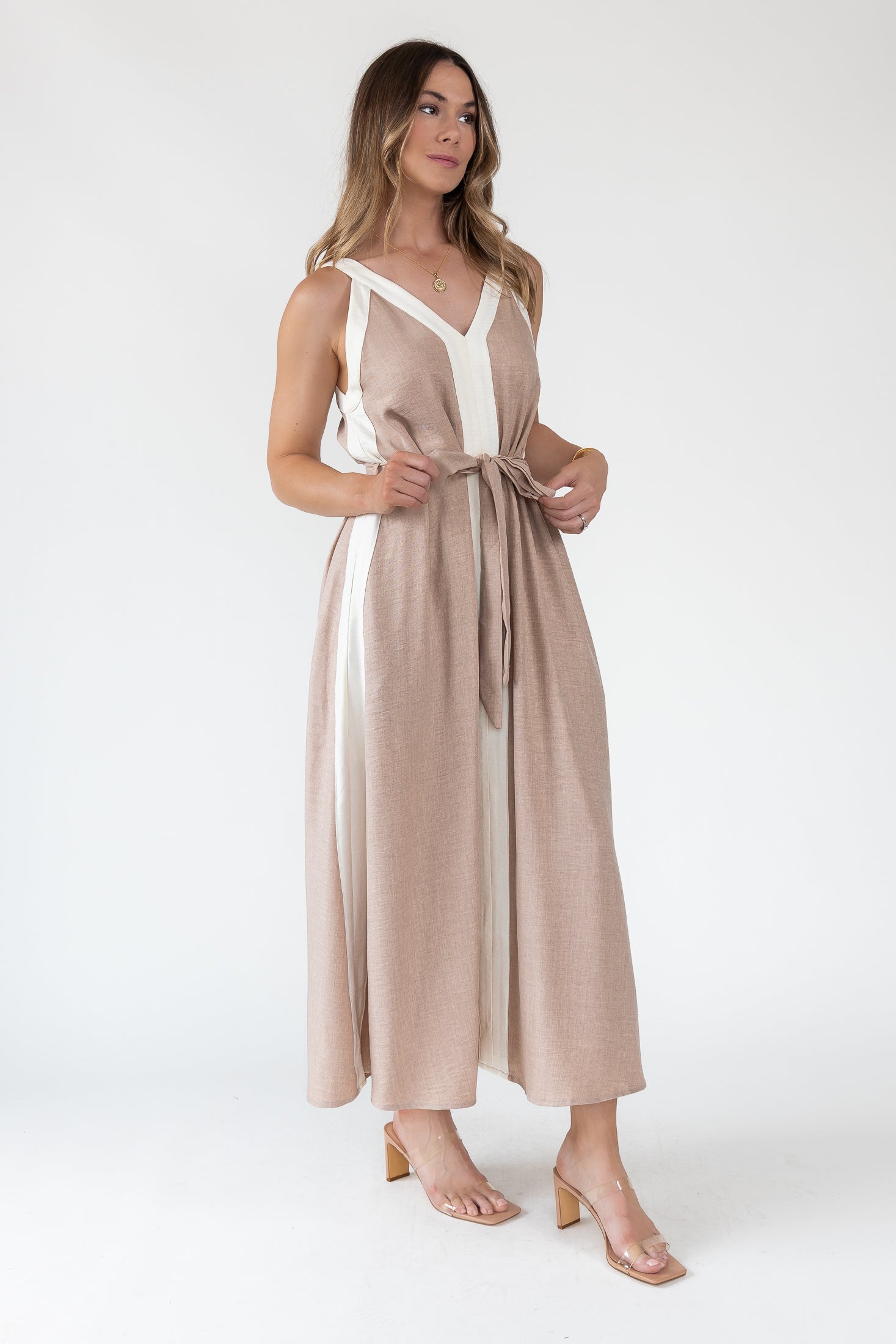 Mila Contrast Panel Maxi Dress