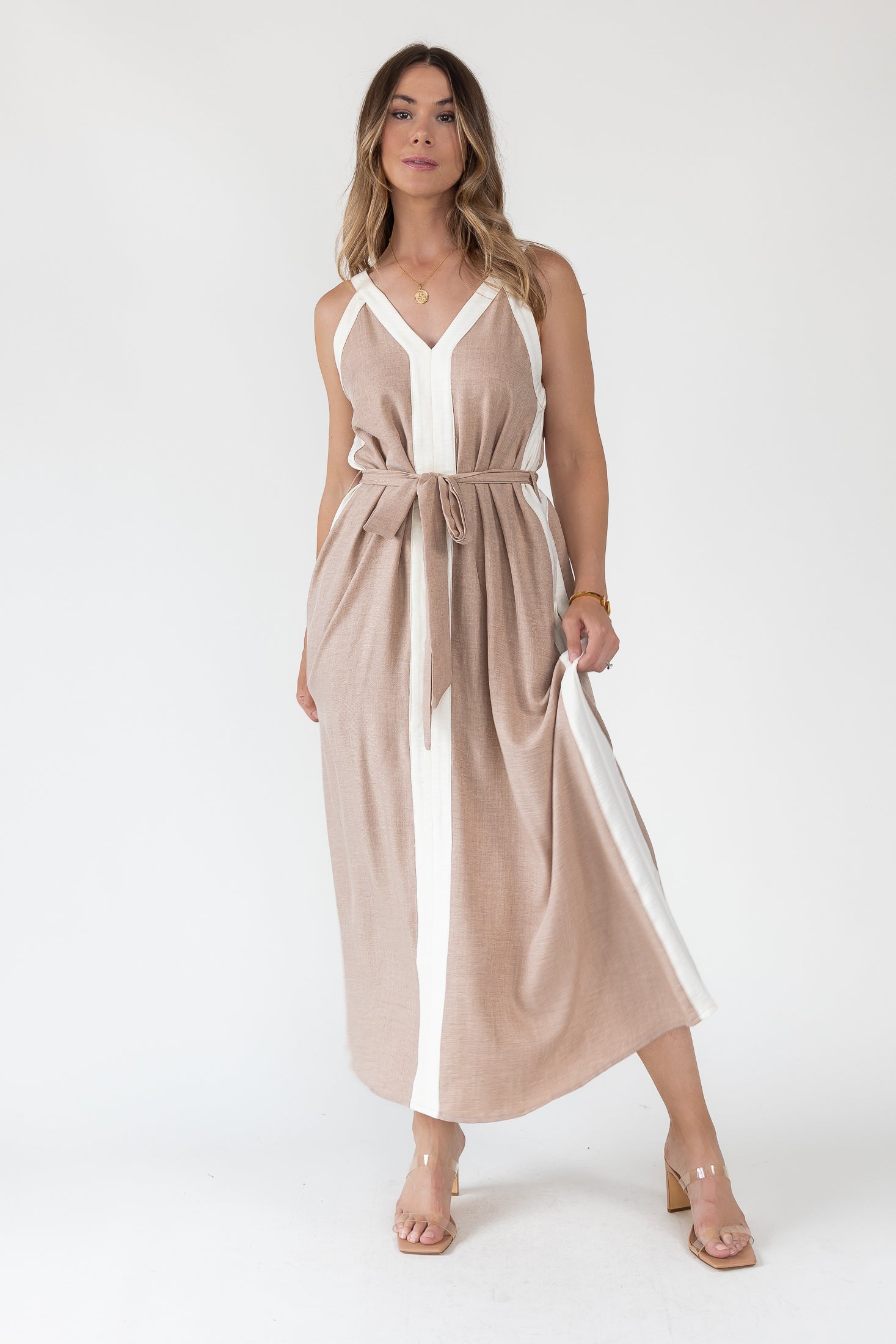 Mila Contrast Panel Maxi Dress