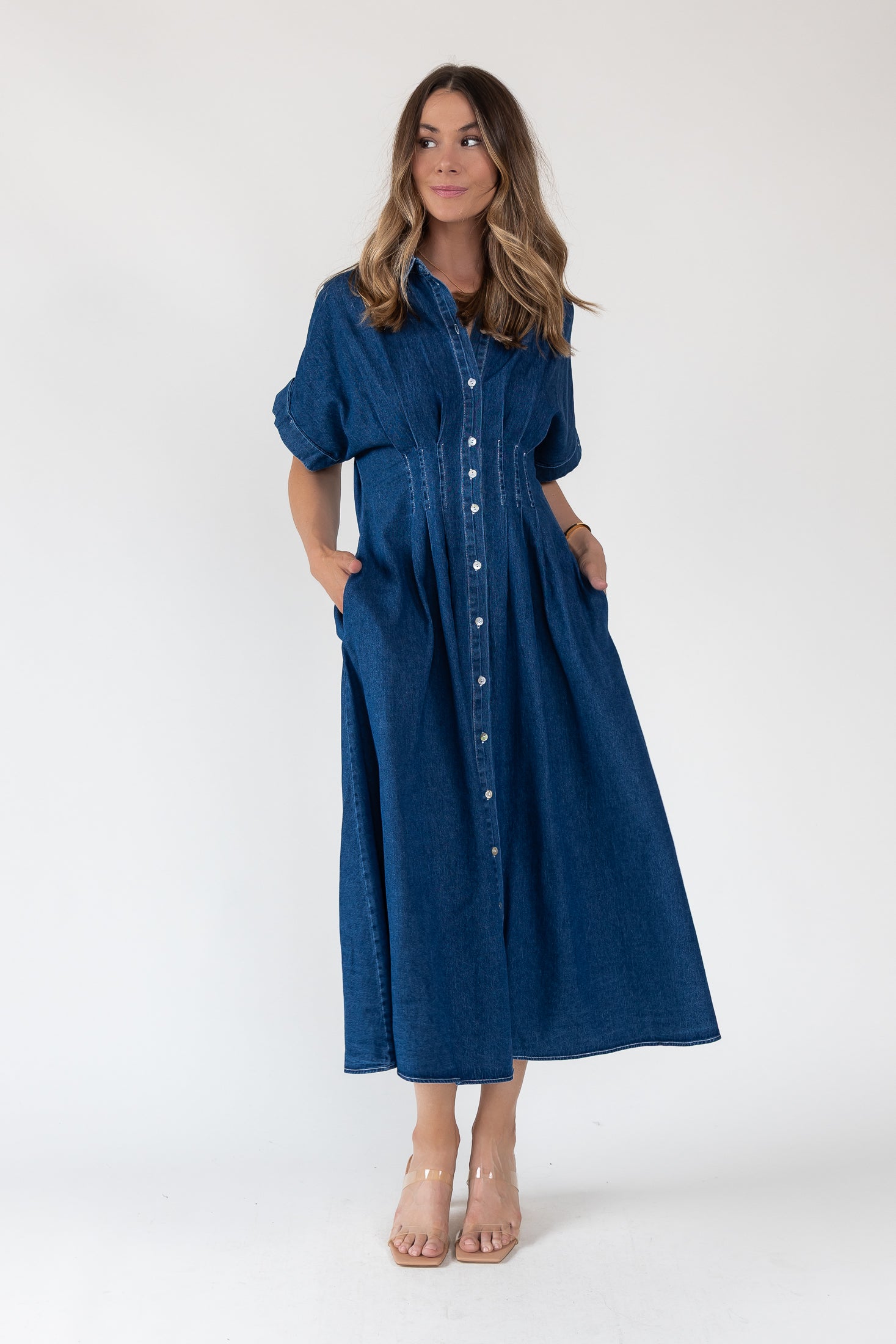 Emery Denim Stitch Maxi Dress