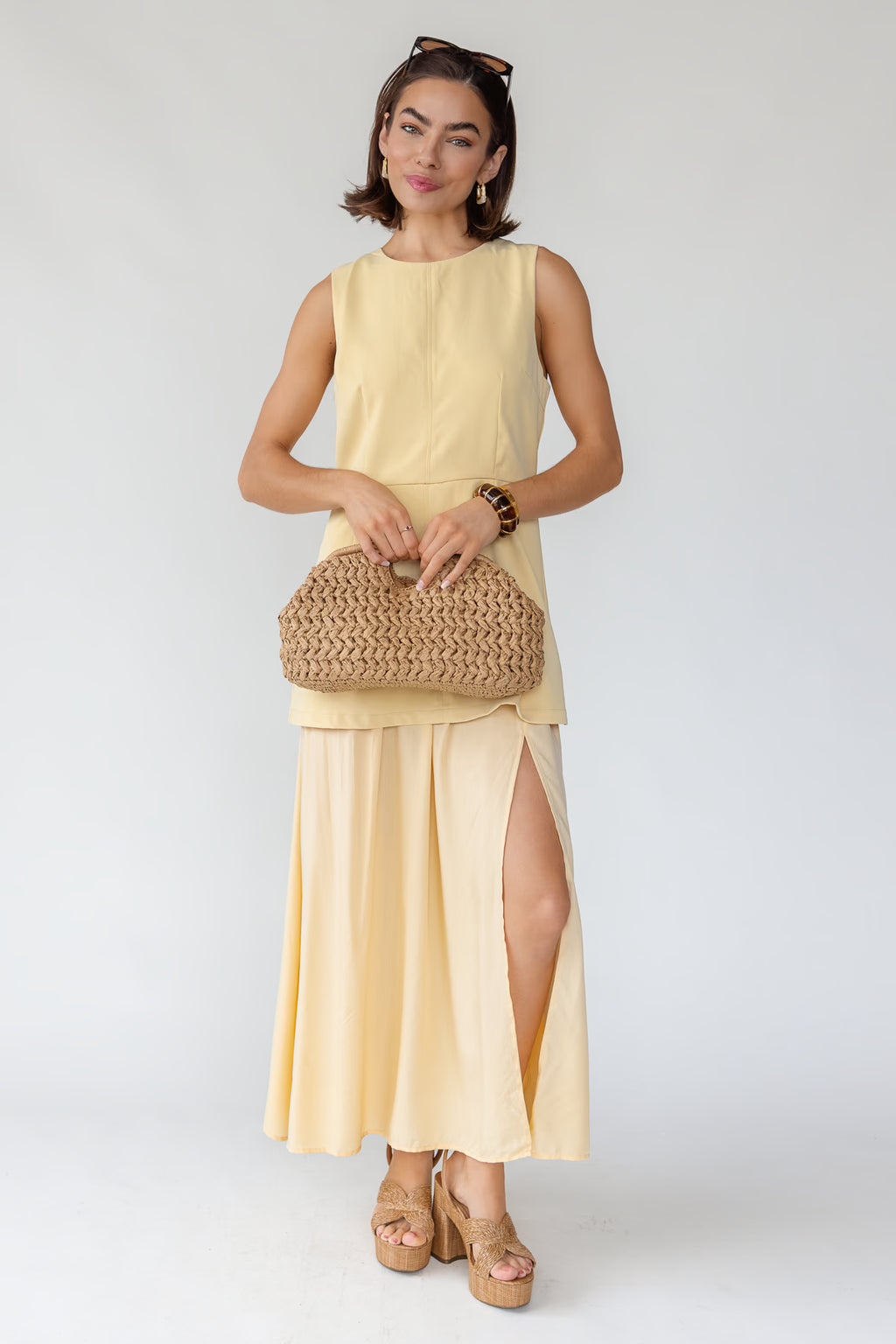 chinese dress ladies Blaire Butter Yellow Midi Dress
