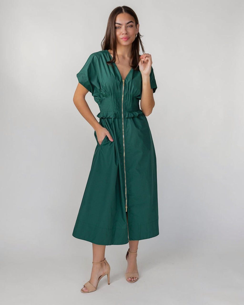 deep green midi dress Azazie V Neck Sweetheart A-Line Midi Dresses in Deep Green