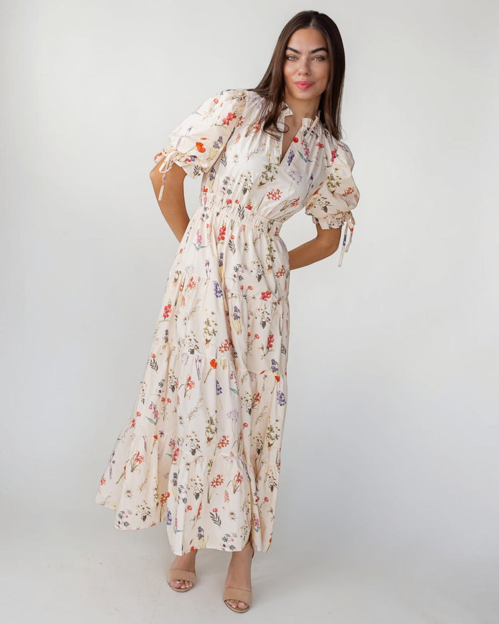 Elowen Ecru Floral Maxi Dress