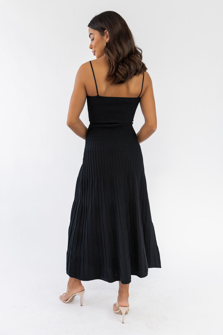 Rosalie Black Knit Maxi Dress