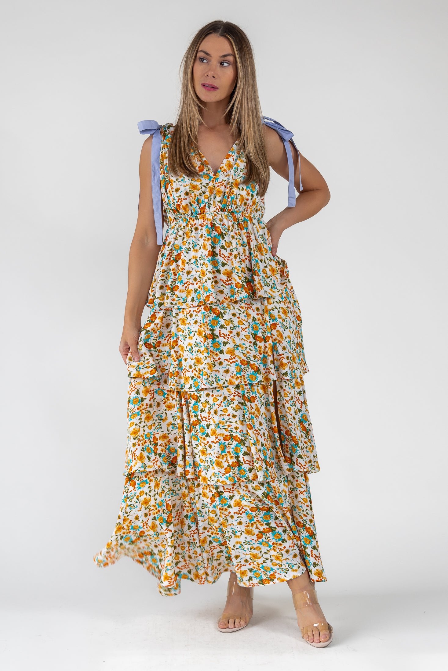 Shaina Yellow Floral Maxi Dress - Final Sale