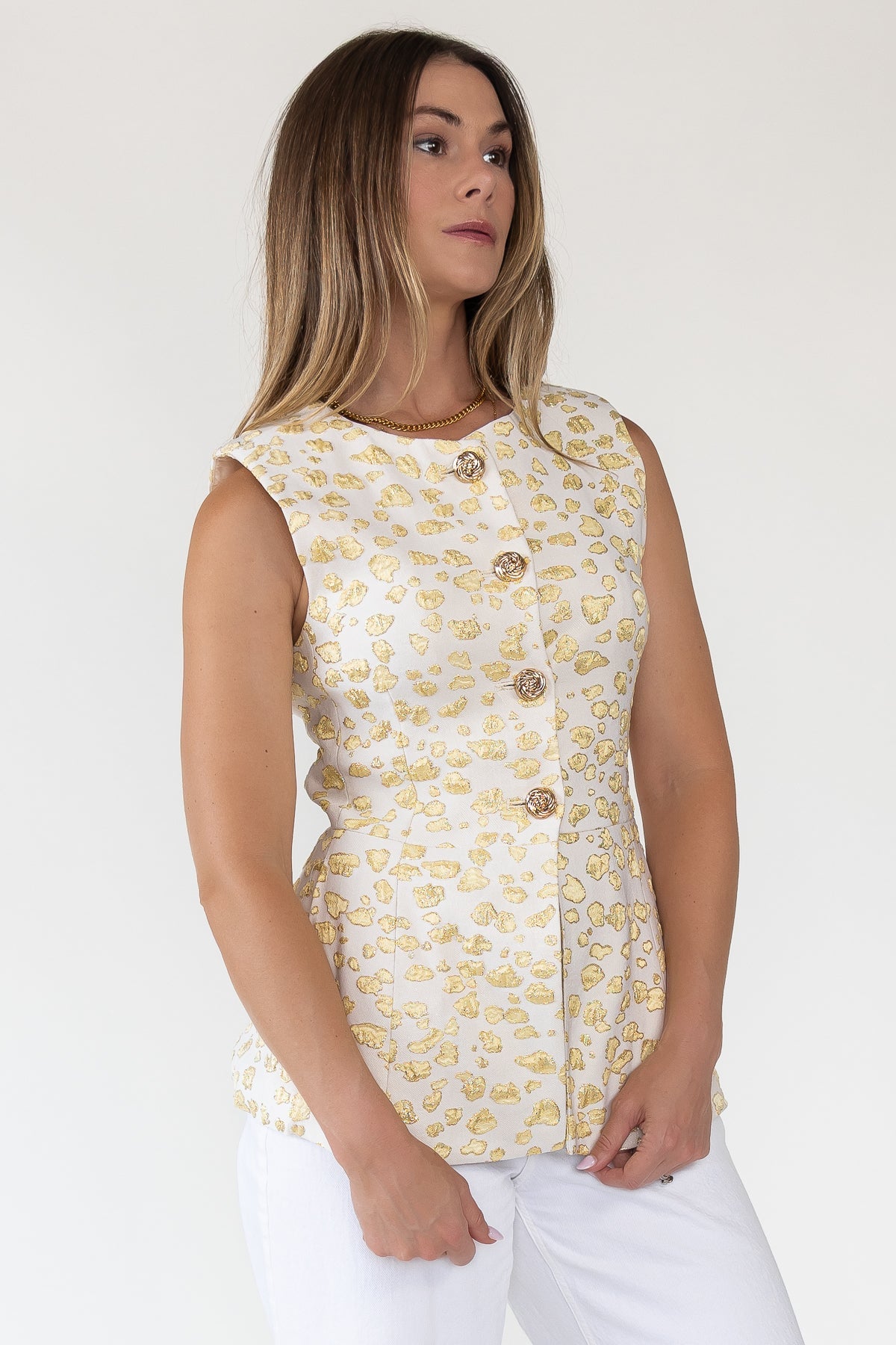 Alina Jacquard Button Vest - Final Sale - JO+CO