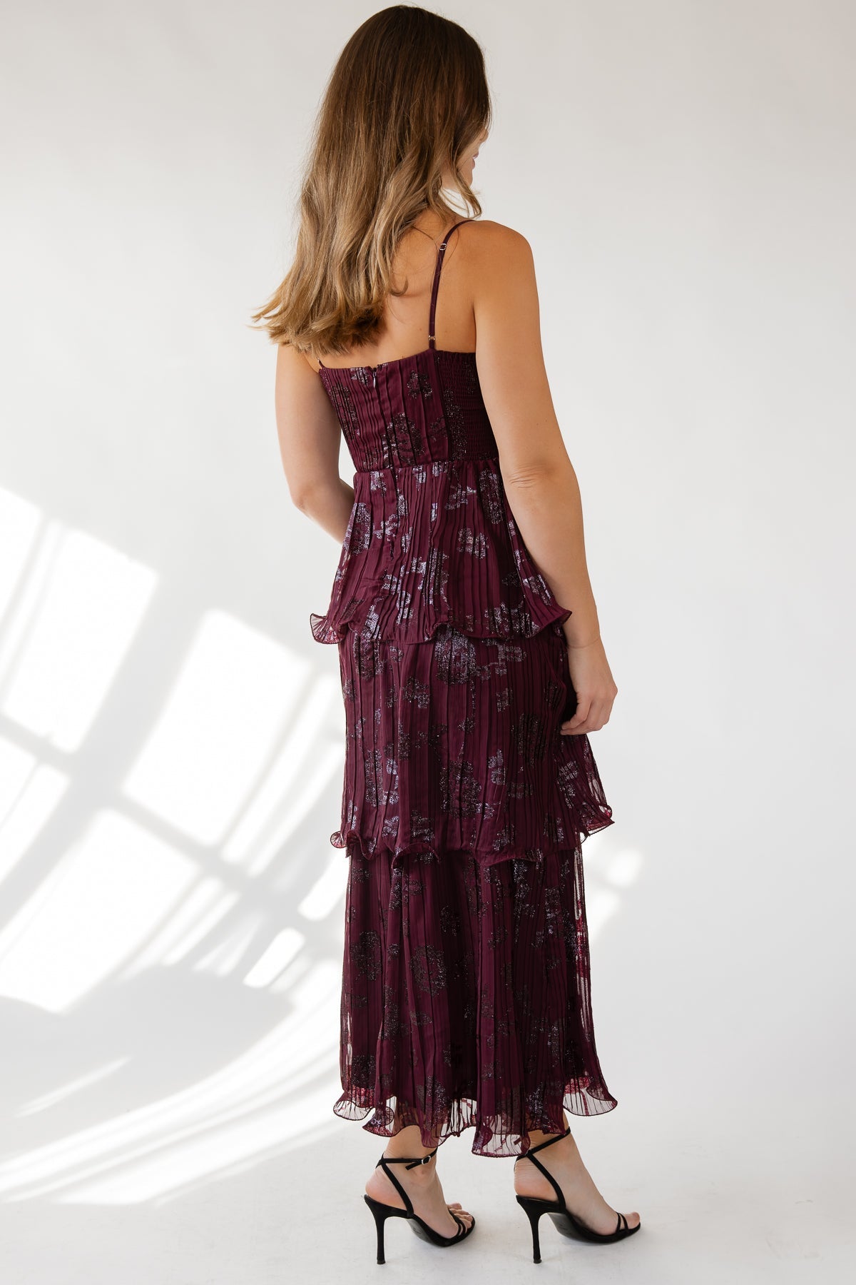 Astr The Label Lupin Dress - Wine Floral - JO+CO