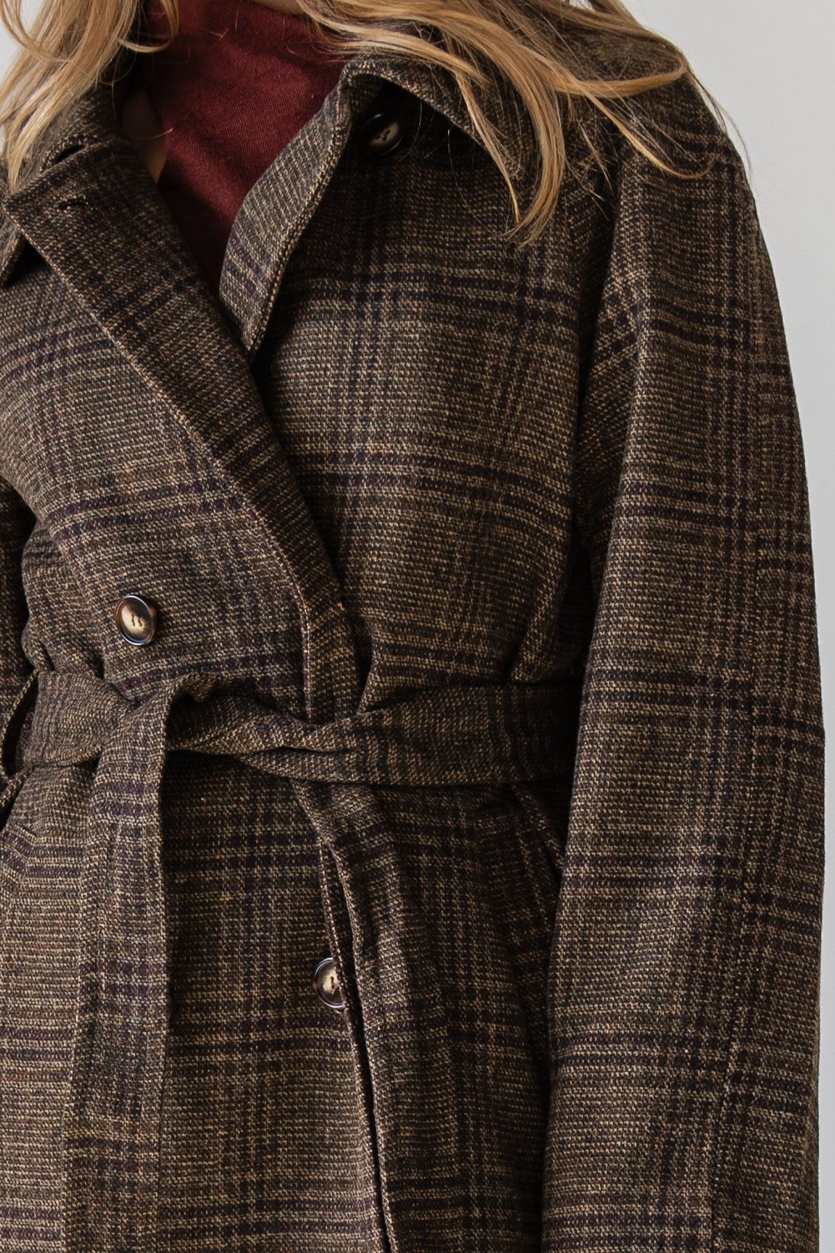 ASTR The Label Seeley Coat - Brown Plaid - JO+CO