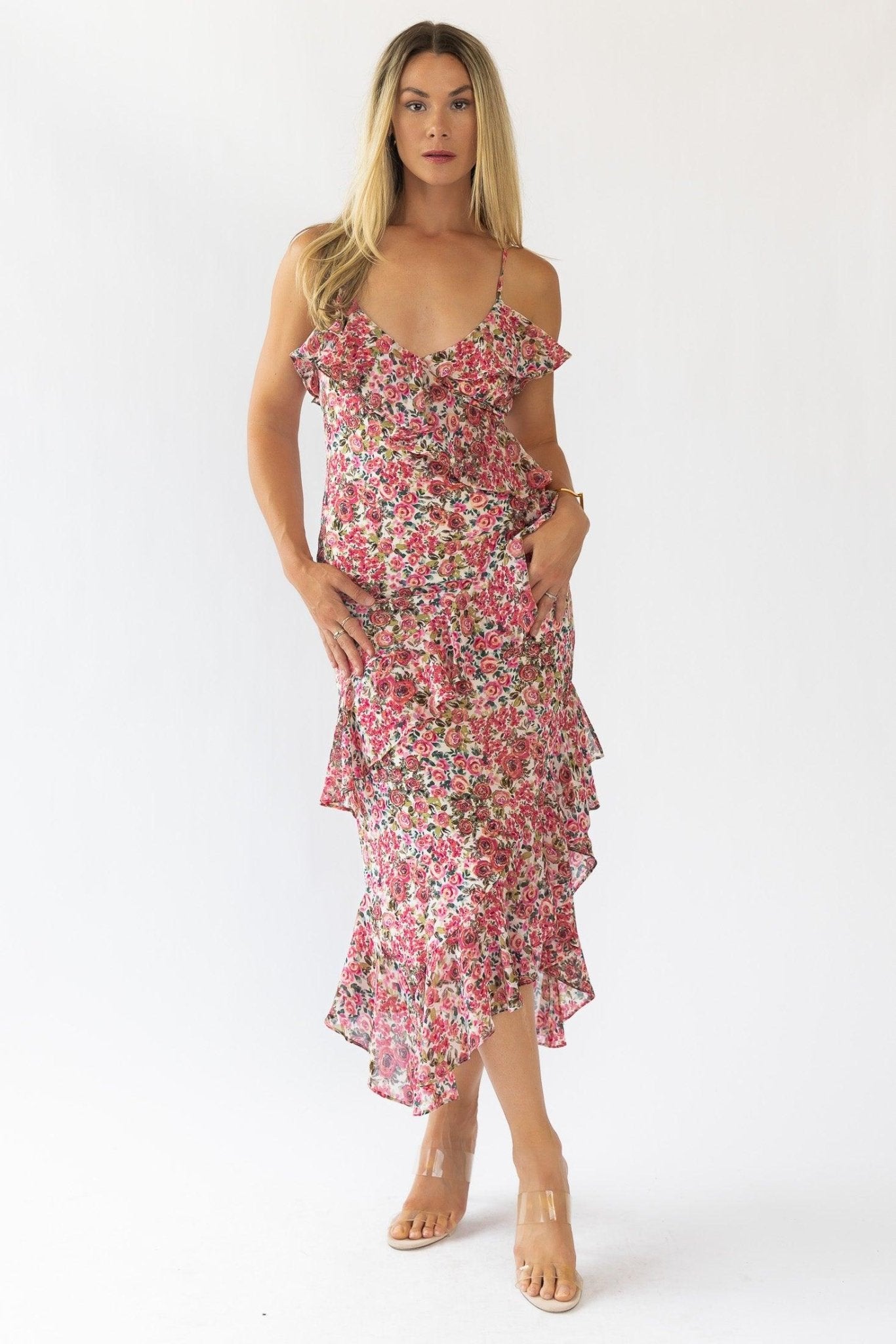 Camari Pink Floral Midi Dress - Final Sale - JO+CO