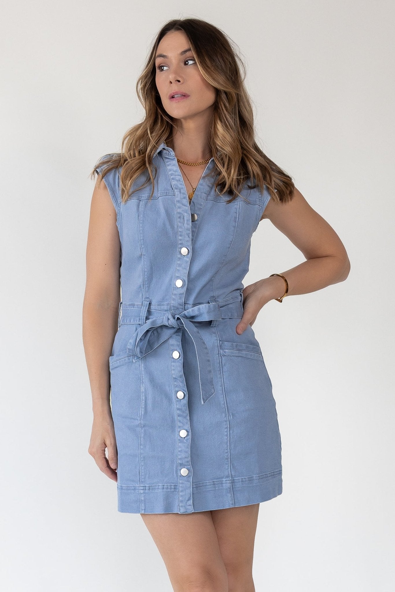Delaney Button - Up Belted Mini Dress - Final Sale - JO+CO