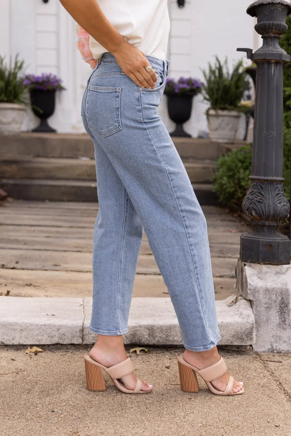 Elevated Ease Light Wash Straight Leg Jeans - JO+CO