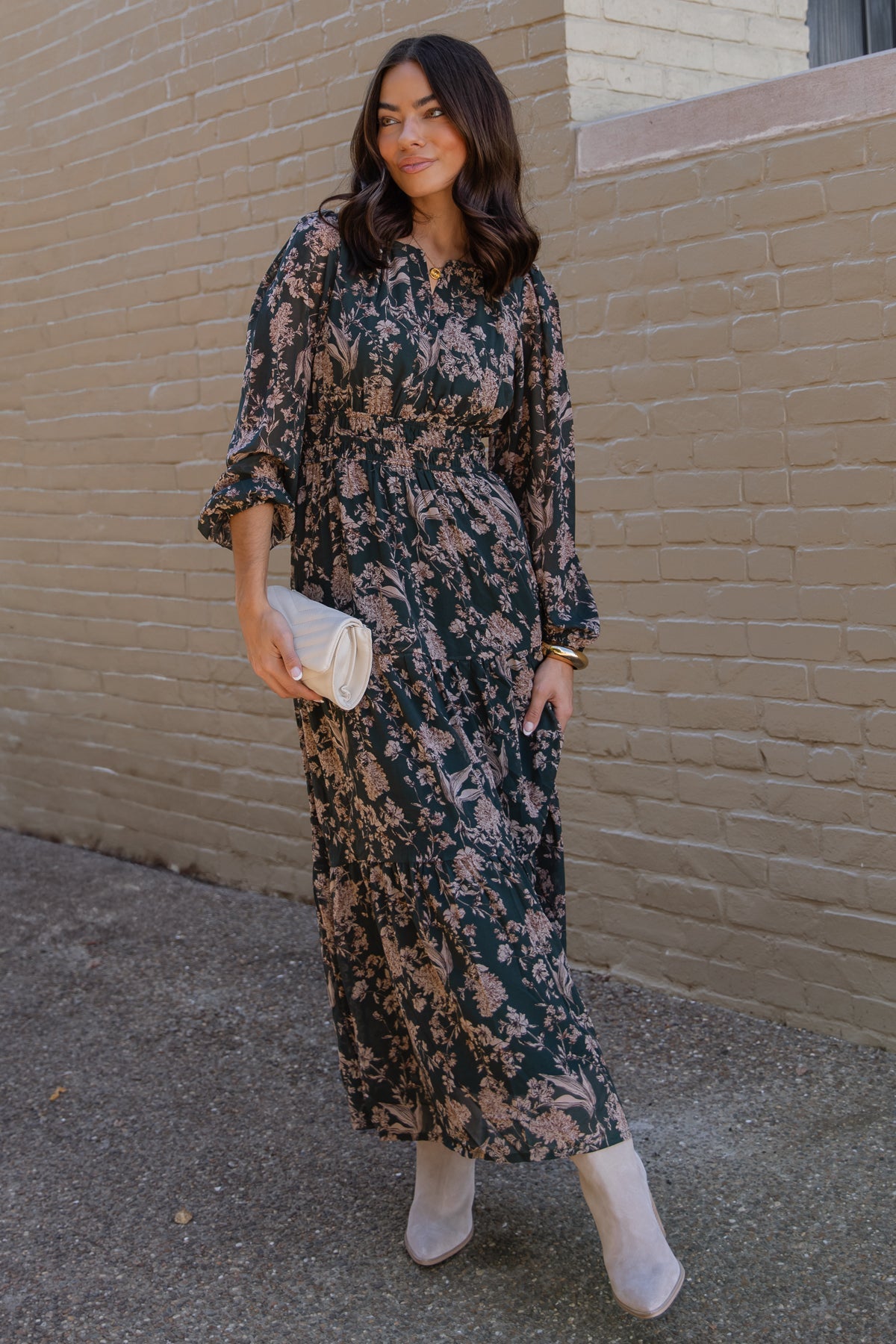 Ember Green Floral Maxi Dress - JO+CO