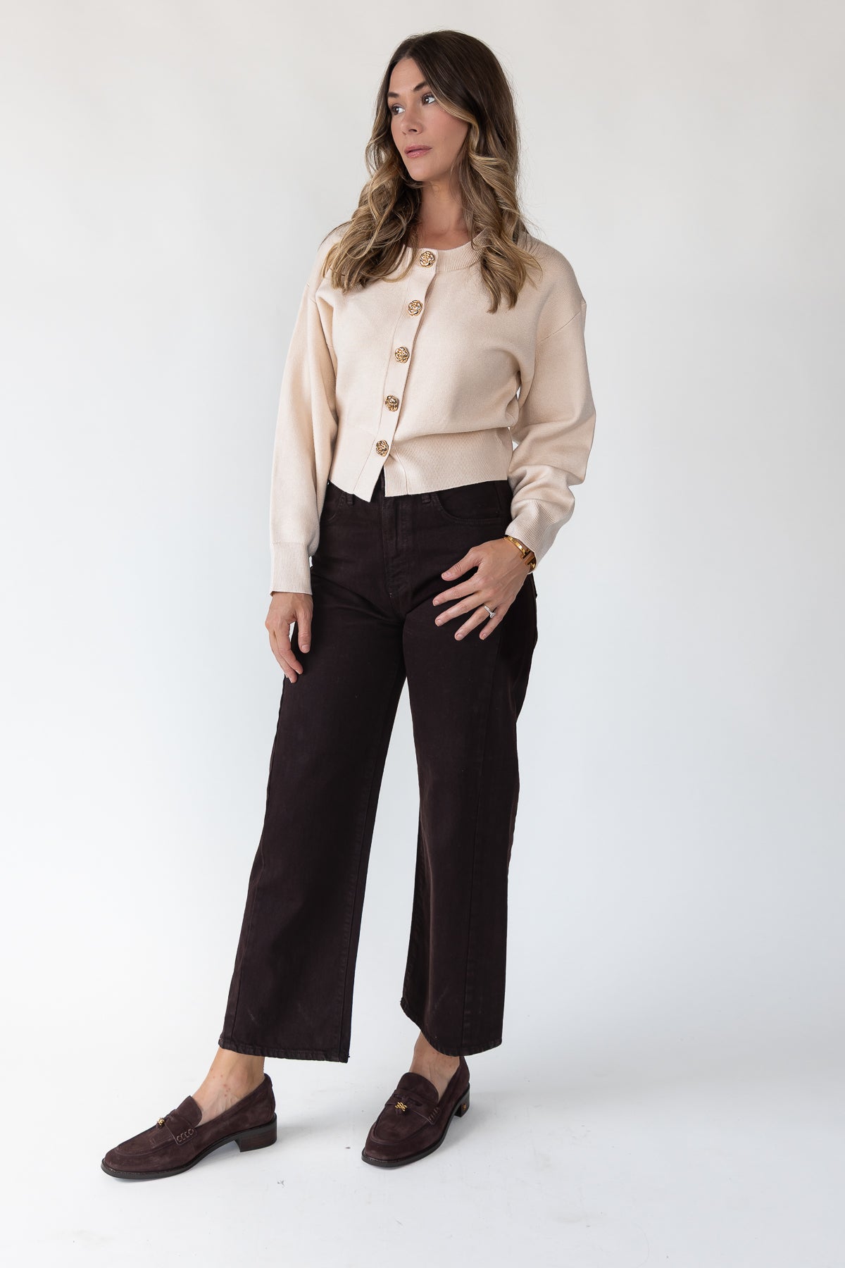 Fallon Cream Button Knit Cardigan - JO+CO