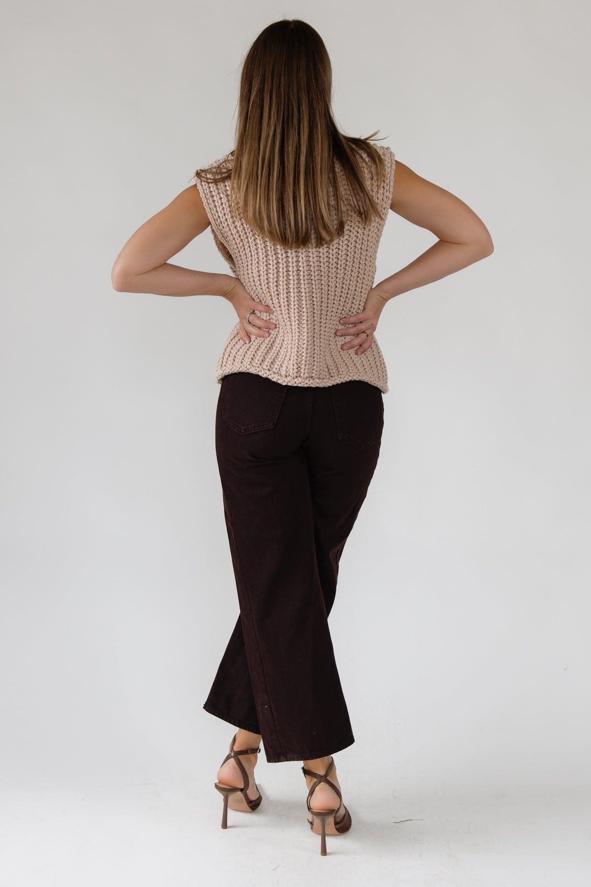 Greer Taupe Chunky Sweater Vest - JO+CO