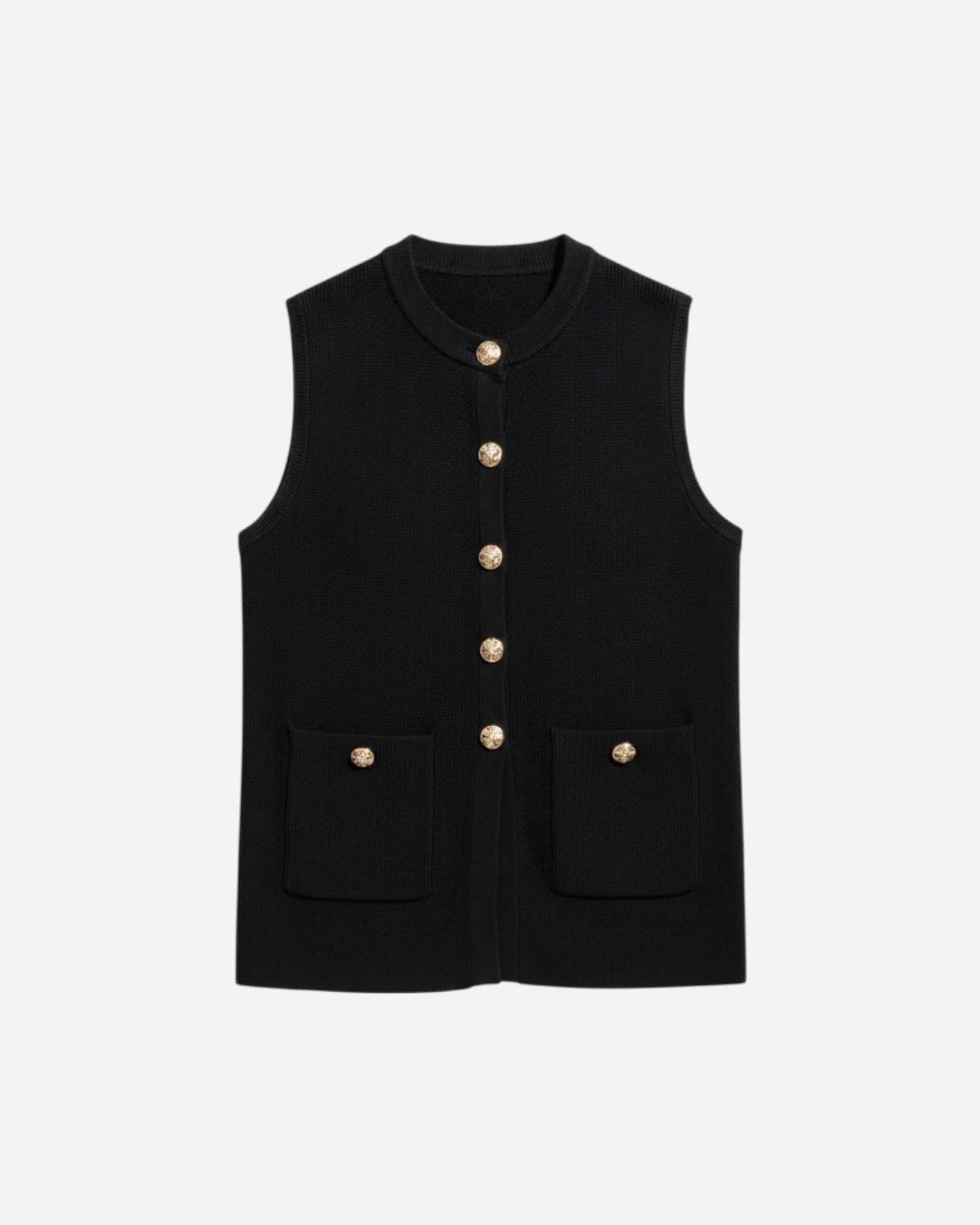 Margot Black Knit Button Vest - Final Sale - JO+CO