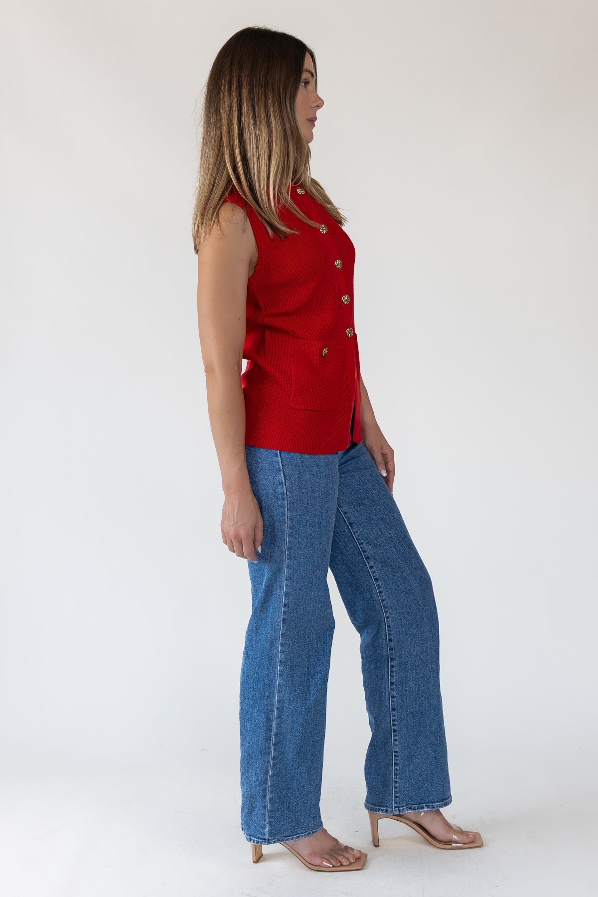 Margot Red Knit Sweater Vest - Final Sale - JO+CO