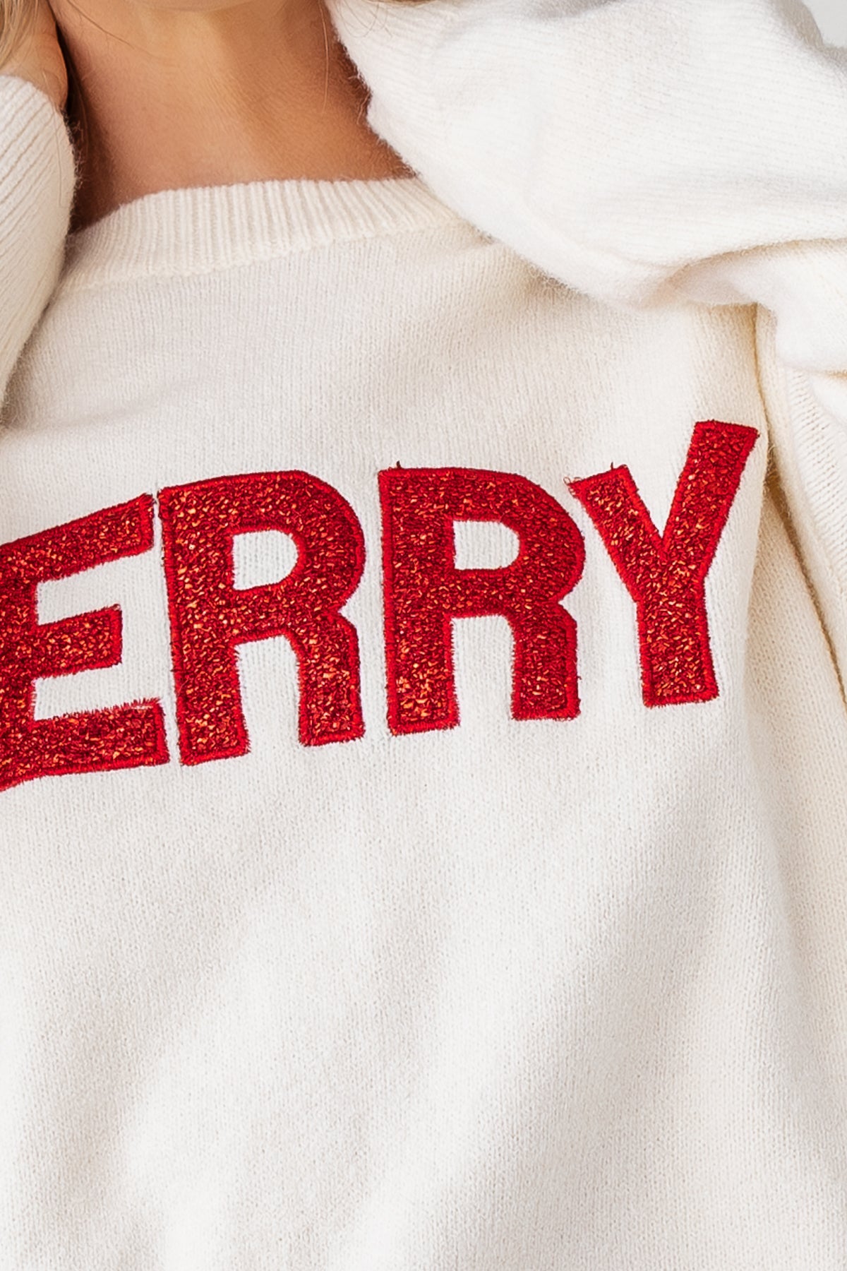 Merry Glitter Sweater - Cream - JO+CO