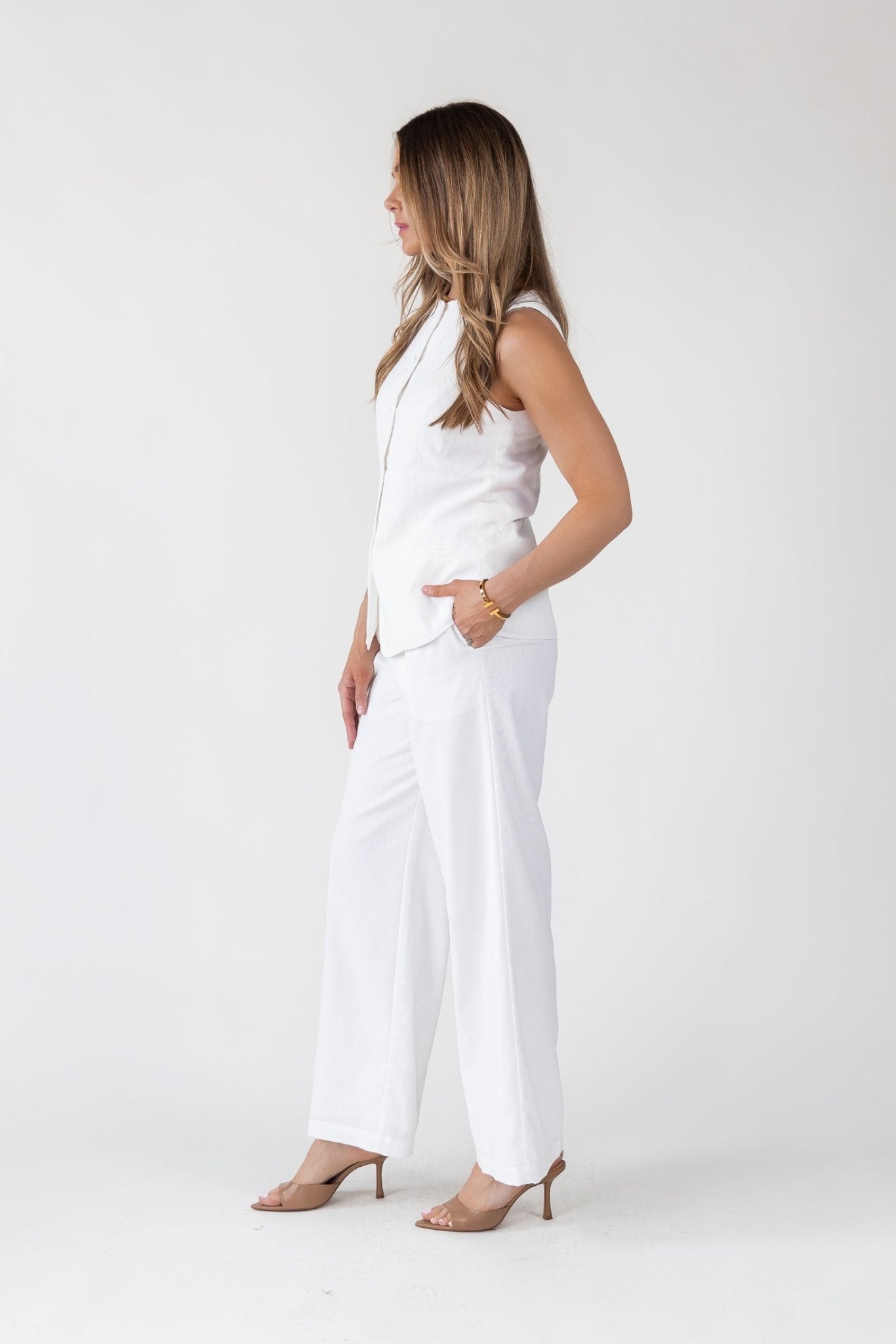 Monaco Button - Up Sleeveless Blazer - Final Sale - JO+CO