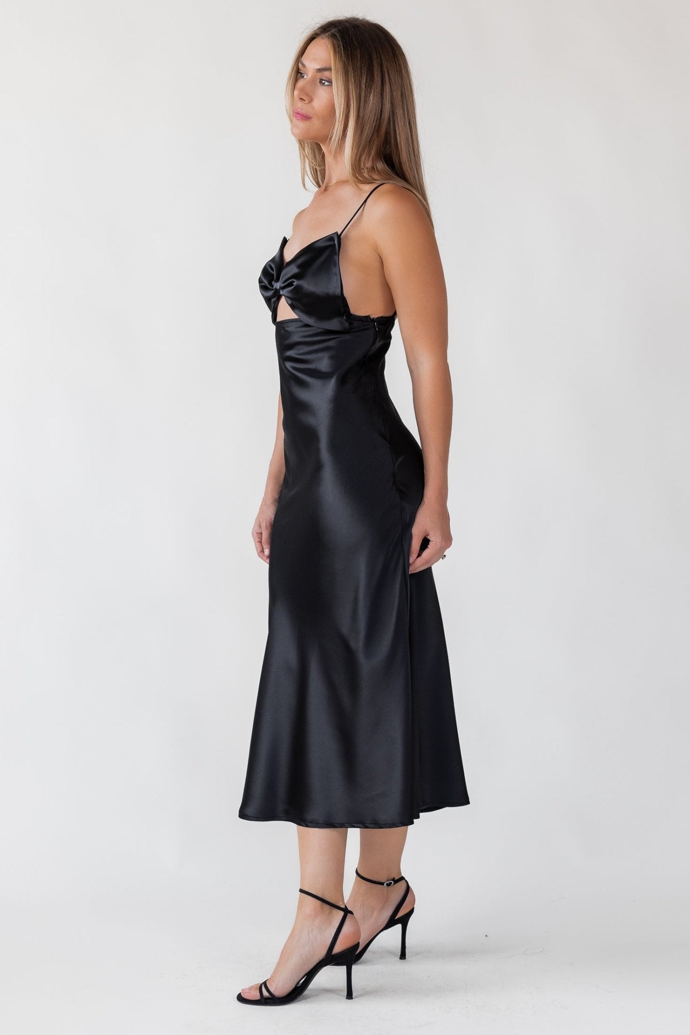 Romie Black Bow Cutout Midi Dress - Final Sale - JO+CO