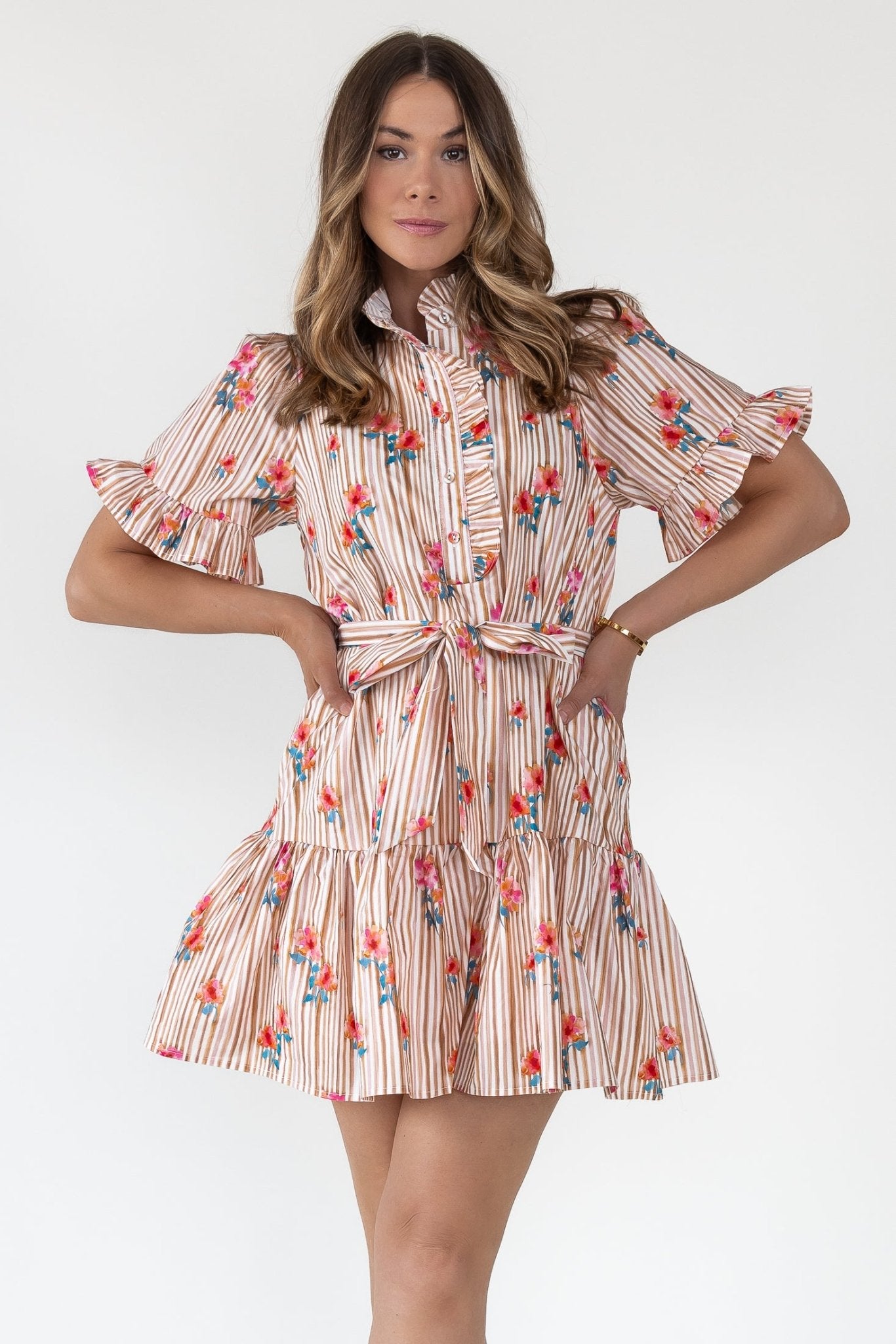 Savannah Stripe & Bloom Mini Dress - Final Sale - JO+CO