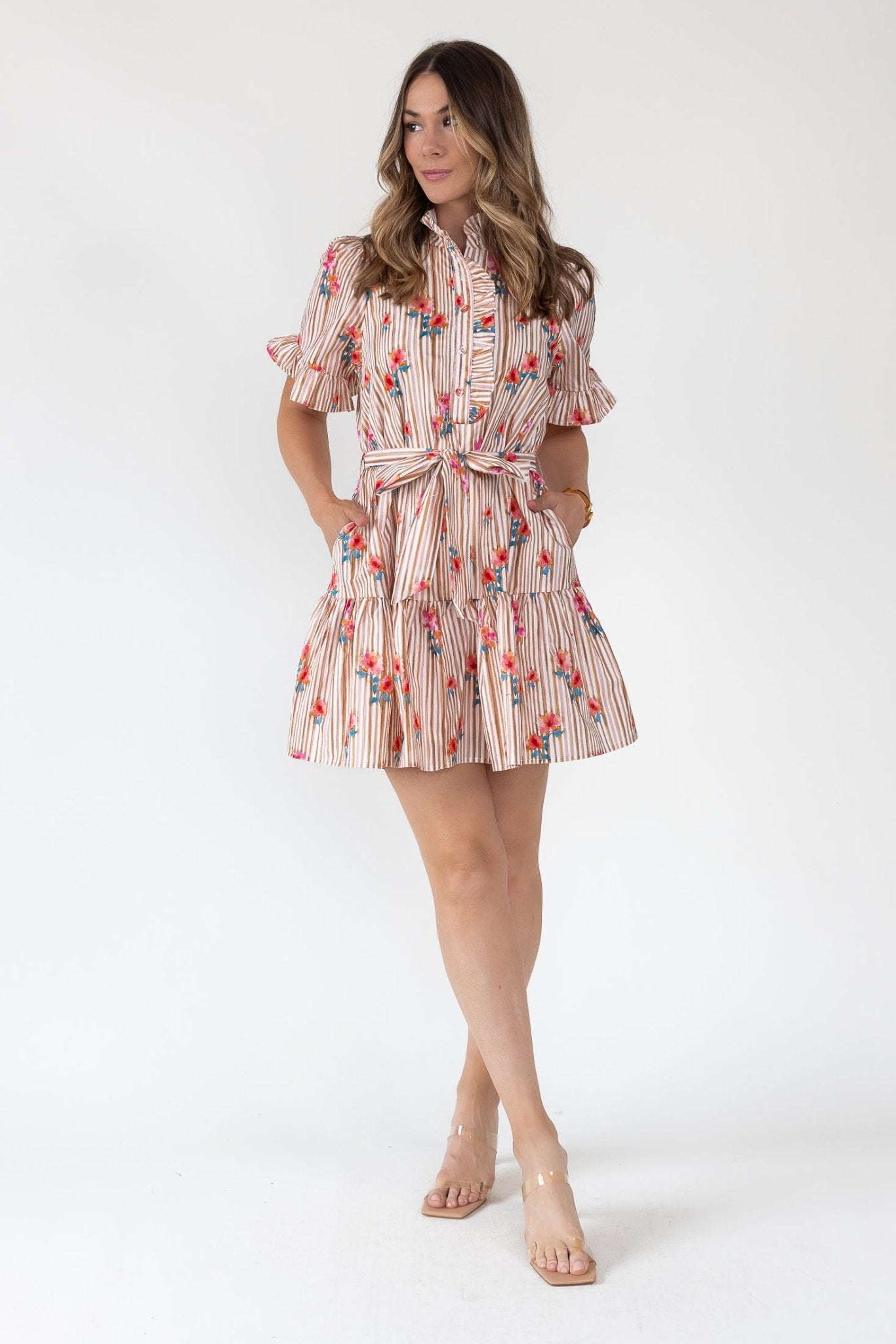 Savannah Stripe & Bloom Mini Dress - Final Sale - JO+CO