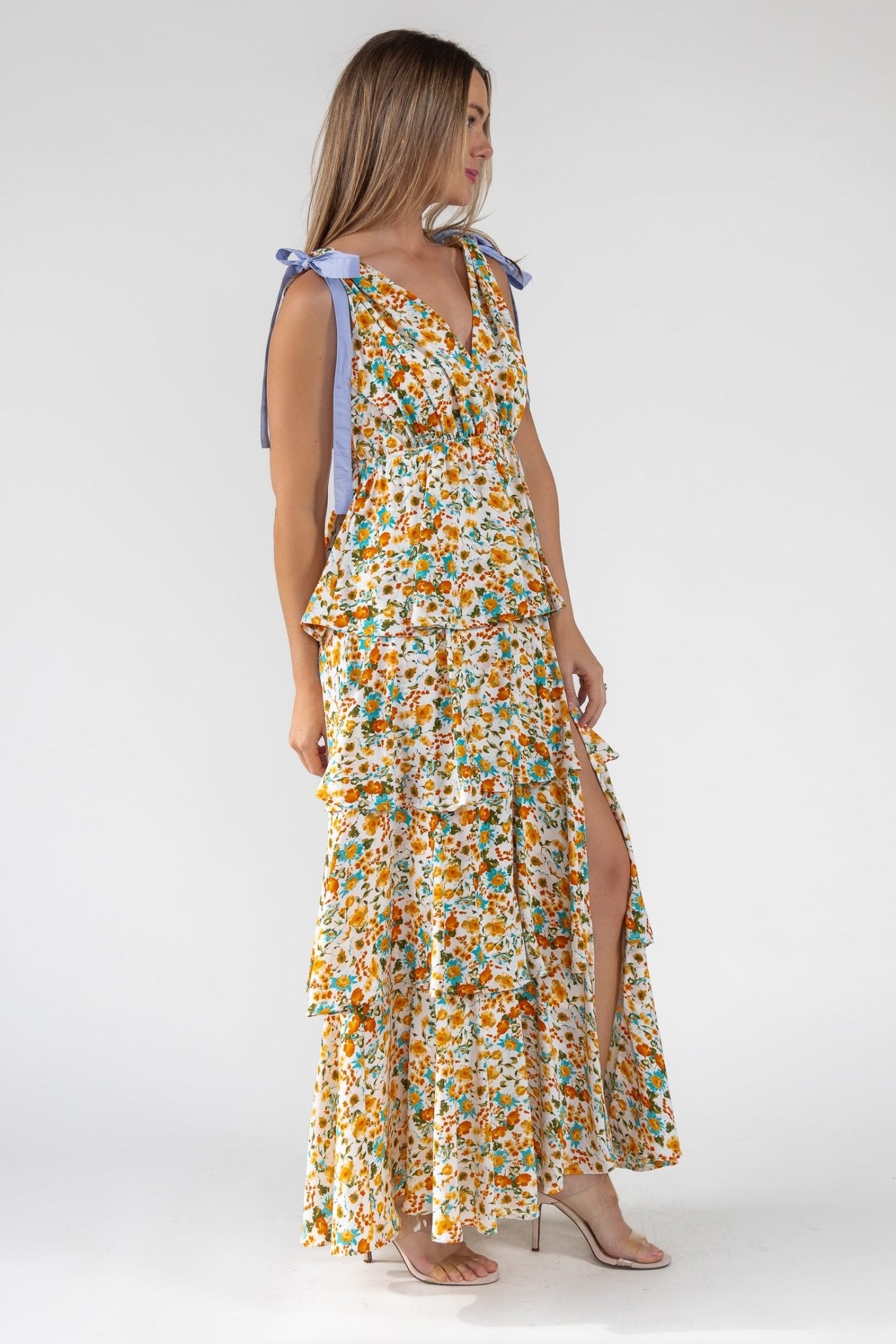 Shaina Yellow Floral Maxi Dress - Final Sale - JO+CO