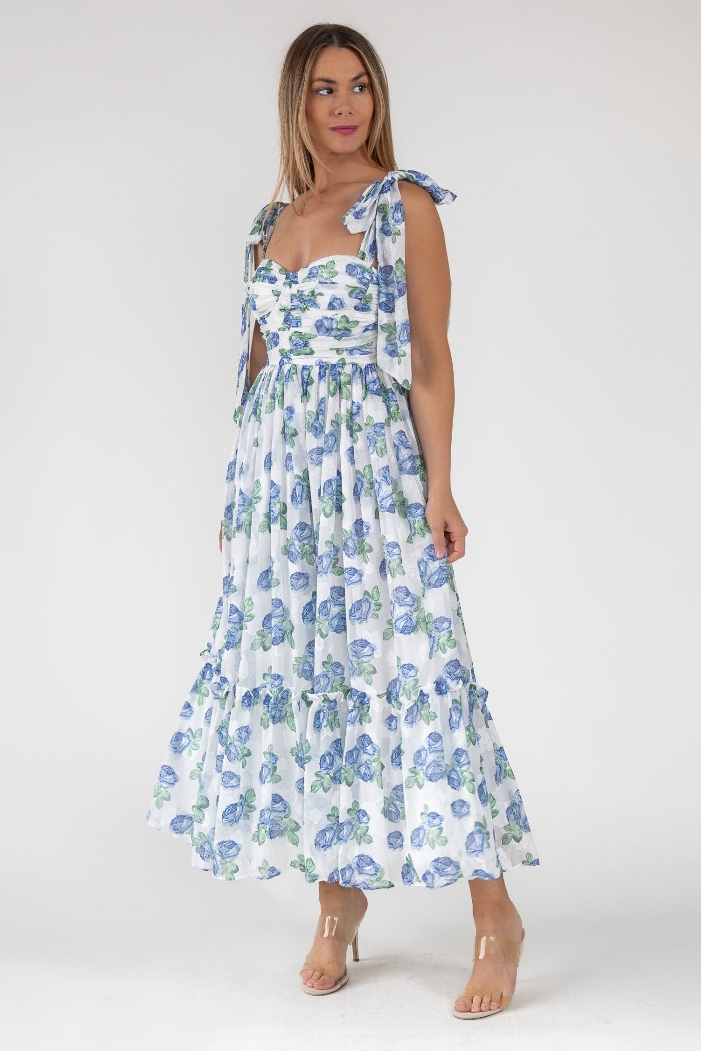 Sweet Serenade Blue Floral Maxi Dress - Final Sale - JO+CO