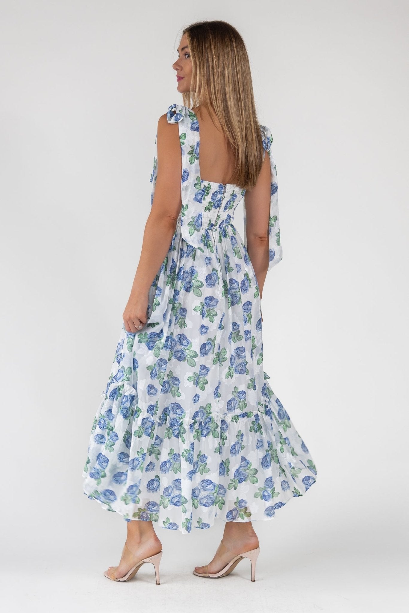 Sweet Serenade Blue Floral Maxi Dress - Final Sale - JO+CO