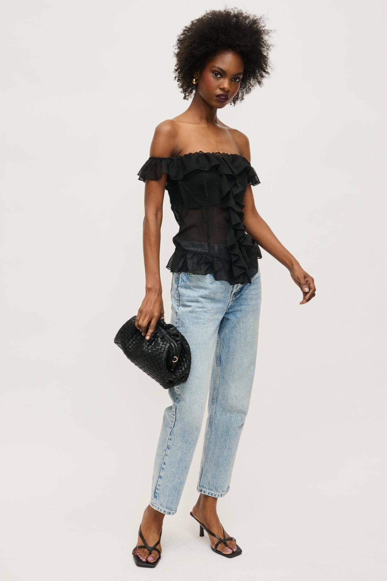 Tate Woven Frame Clutch: Black - JO+CO