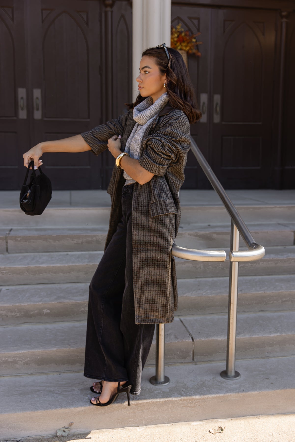 Wells Grey Check Oversized Coat - JO+CO