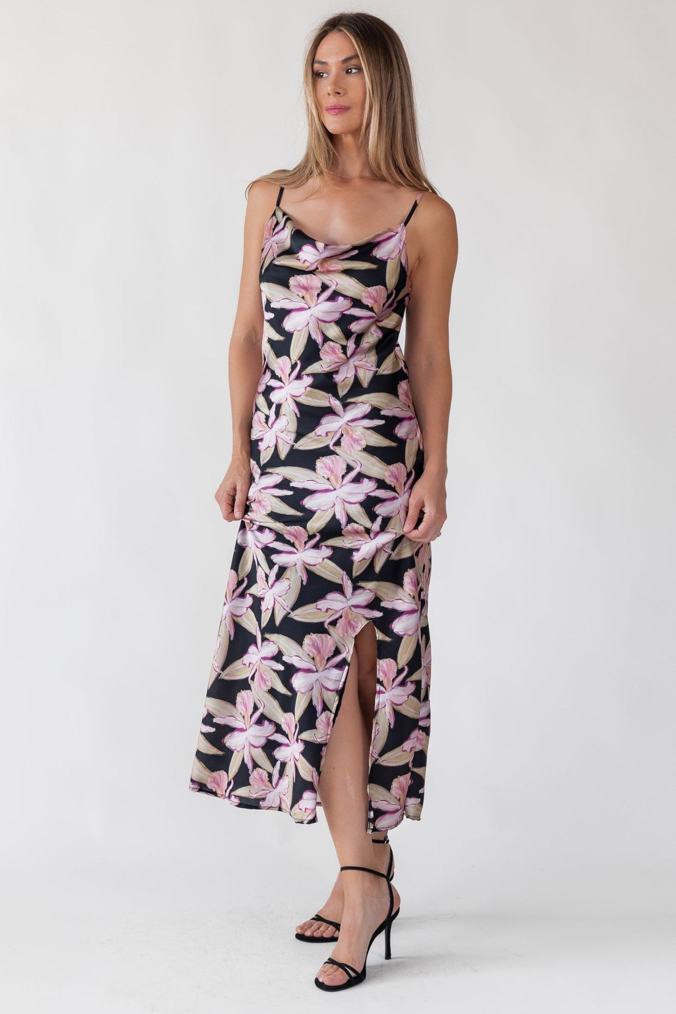 Willah Black Floral Midi Dress - Final Sale - JO+CO