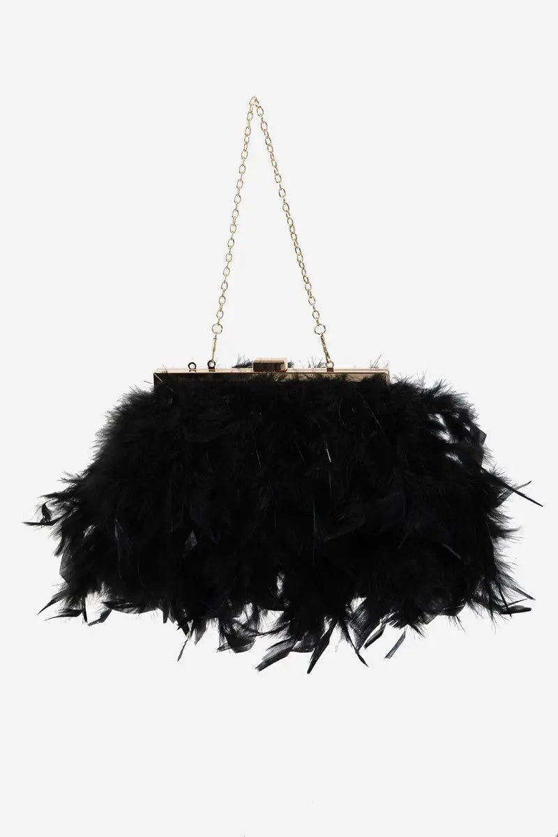 Adair Black Faux Feather Handbag - FINAL SALE - JO+CO