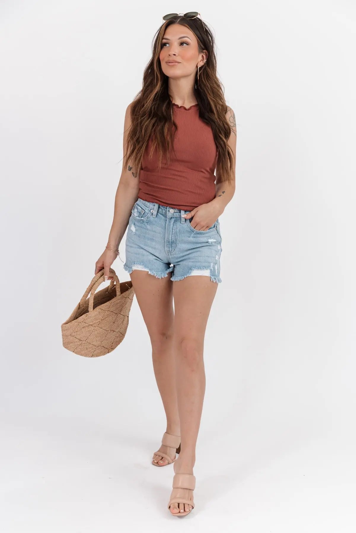 Aspyn Marsala Ruffle Trim Tank - JO+CO