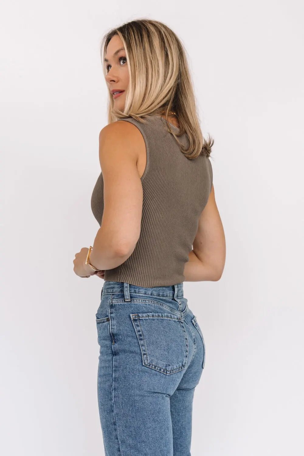Basic Babe Mocha Ribbed Tank - JO+CO