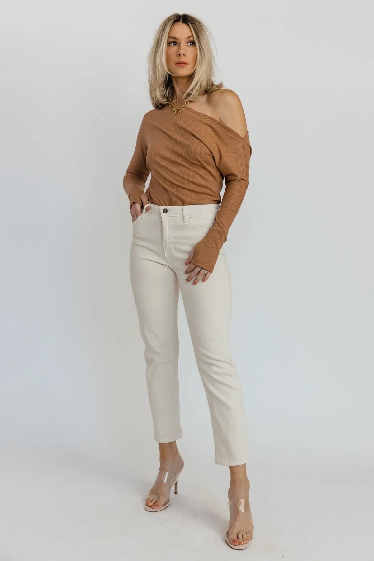 Brielle Sand Off Shoulder Bodysuit - FINAL SALE - JO+CO