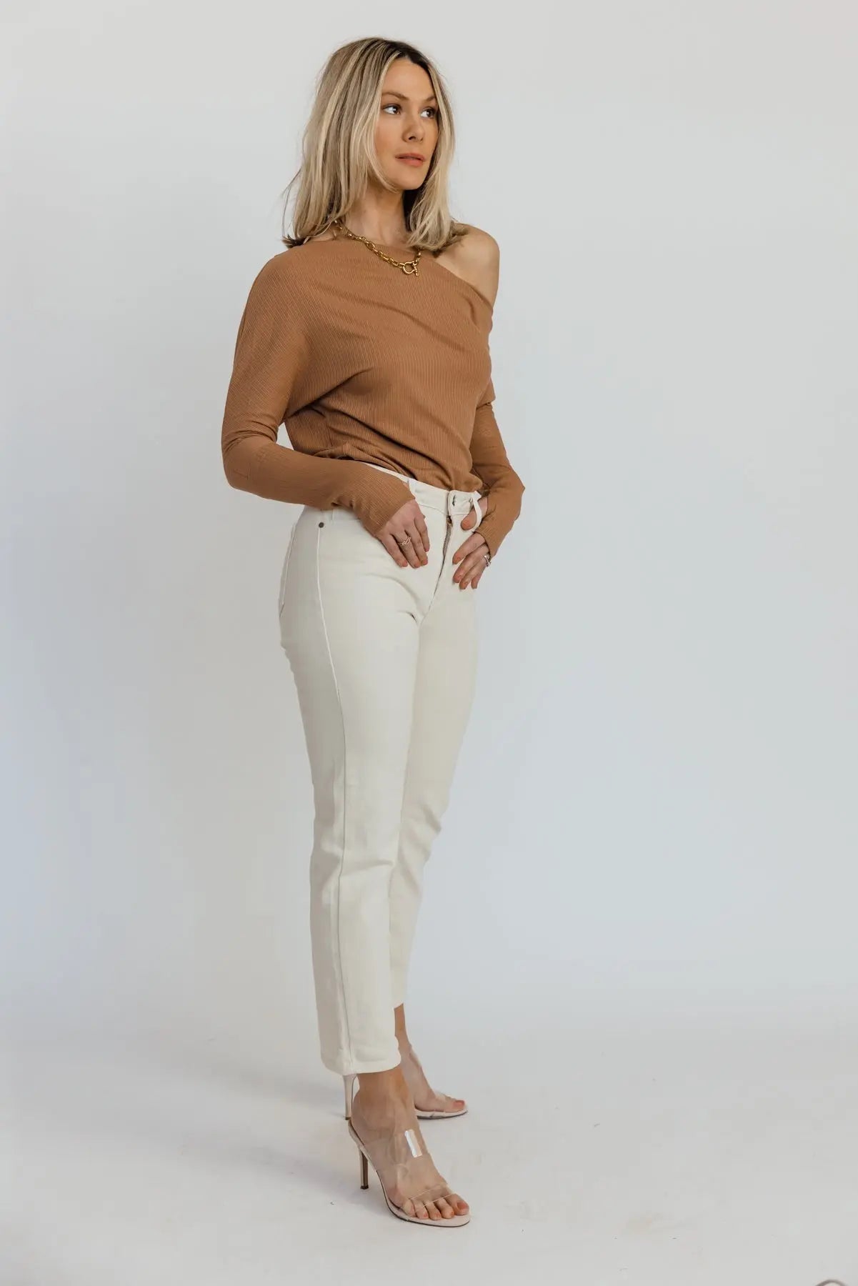 Brielle Sand Off Shoulder Bodysuit - FINAL SALE - JO+CO