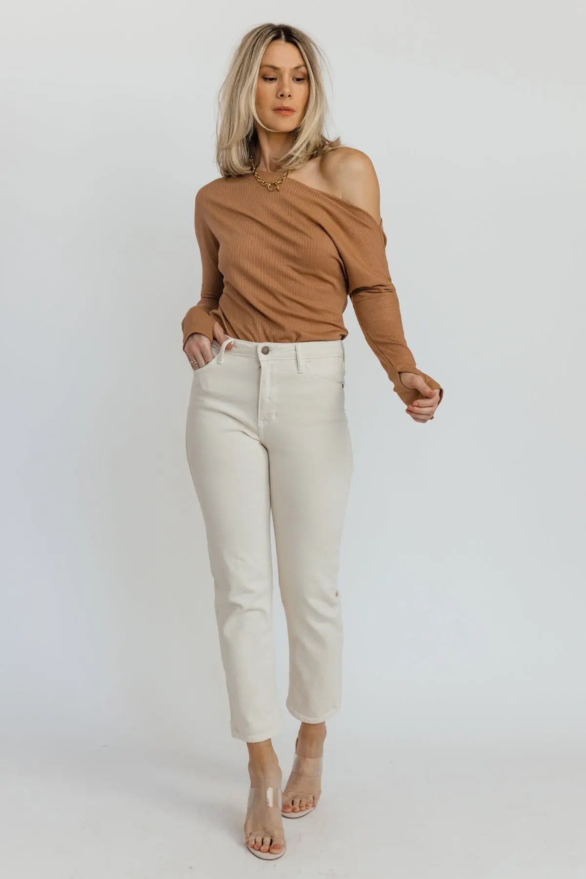 Brielle Sand Off Shoulder Bodysuit - FINAL SALE - JO+CO