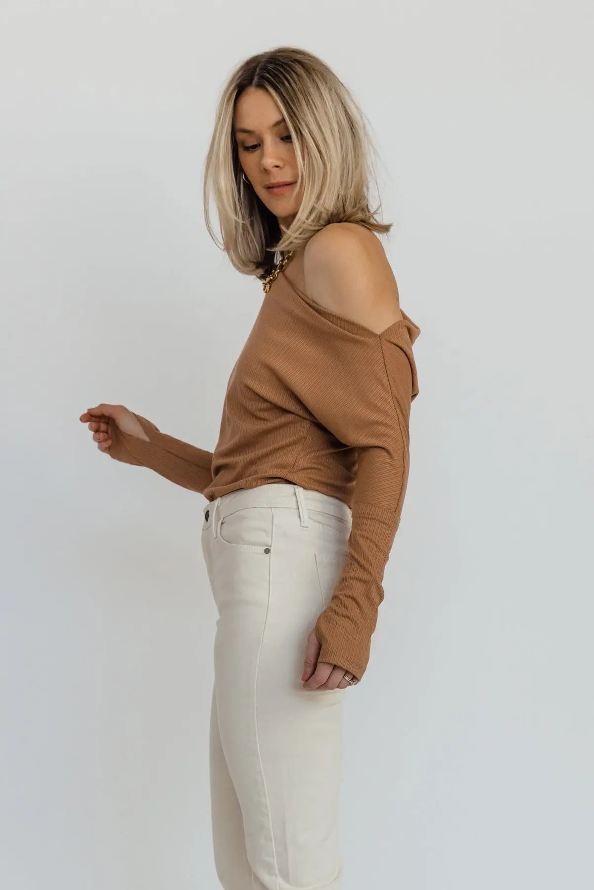 Brielle Sand Off Shoulder Bodysuit - FINAL SALE - JO+CO