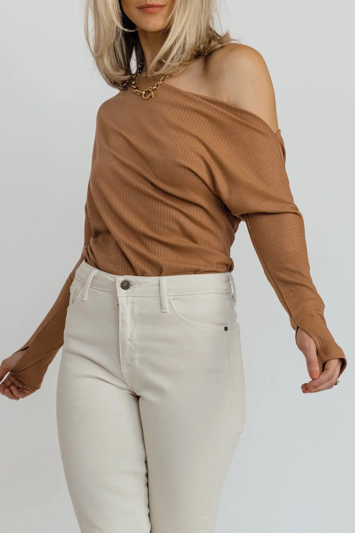 Brielle Sand Off Shoulder Bodysuit - FINAL SALE - JO+CO