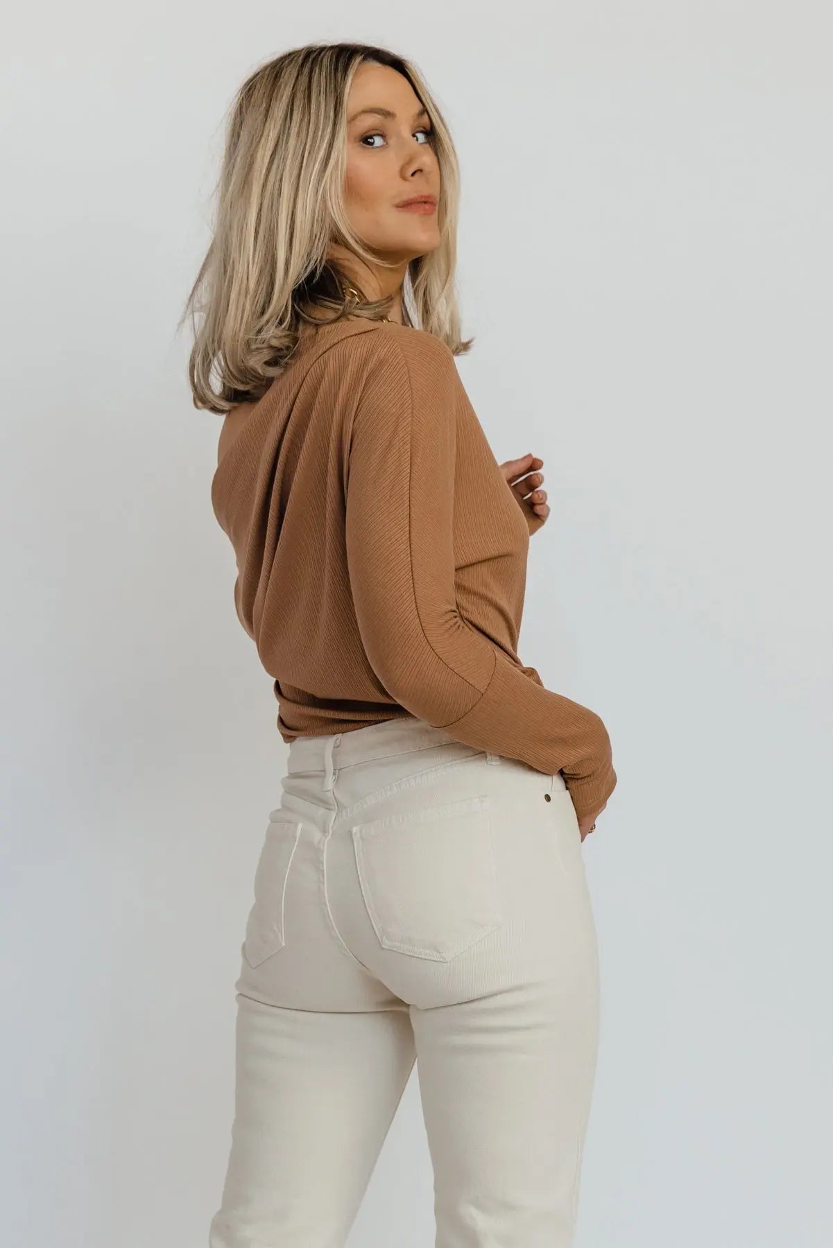 Brielle Sand Off Shoulder Bodysuit - FINAL SALE - JO+CO