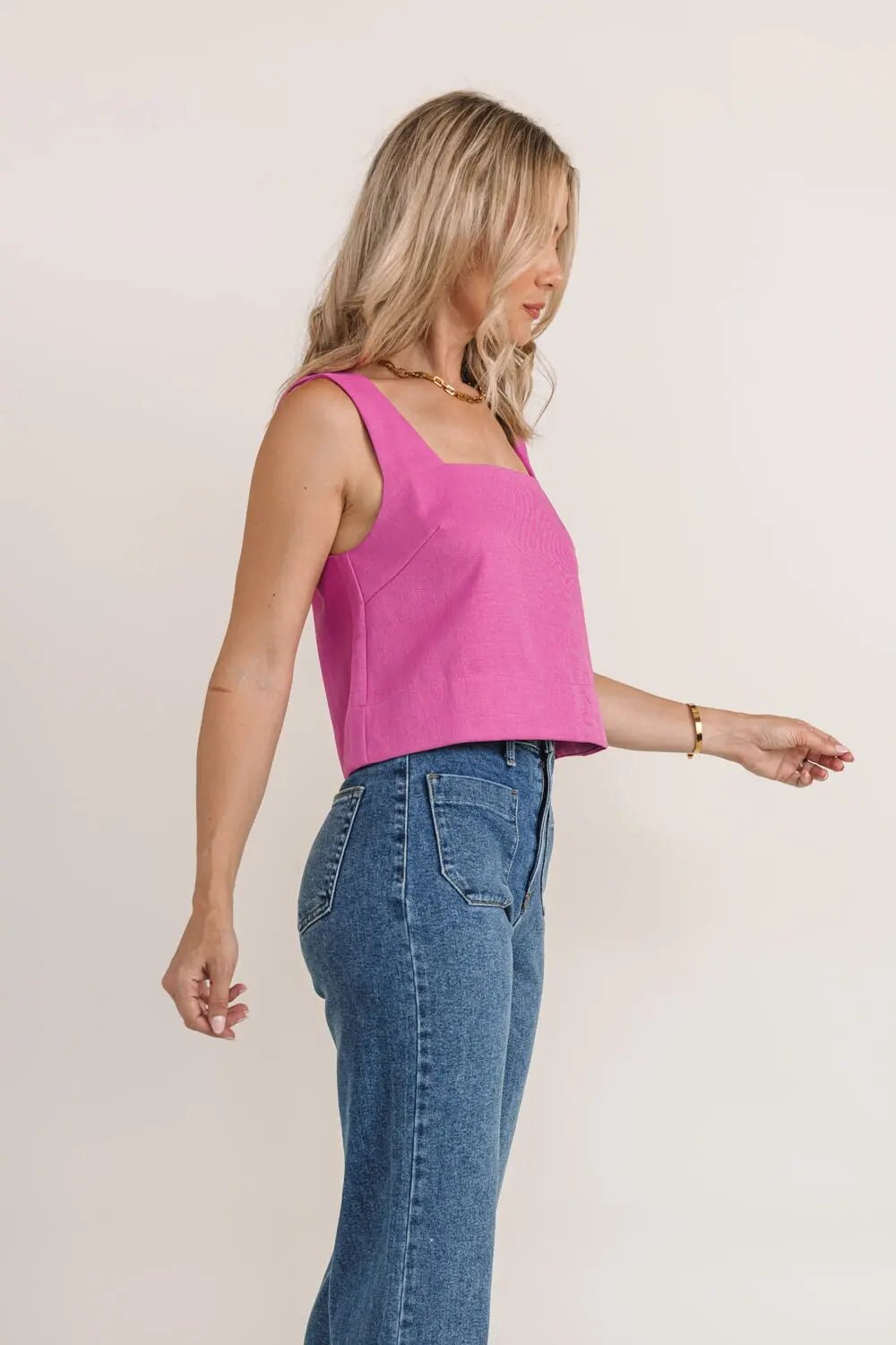 Fuchsia Flair Crop Tank - JO+CO