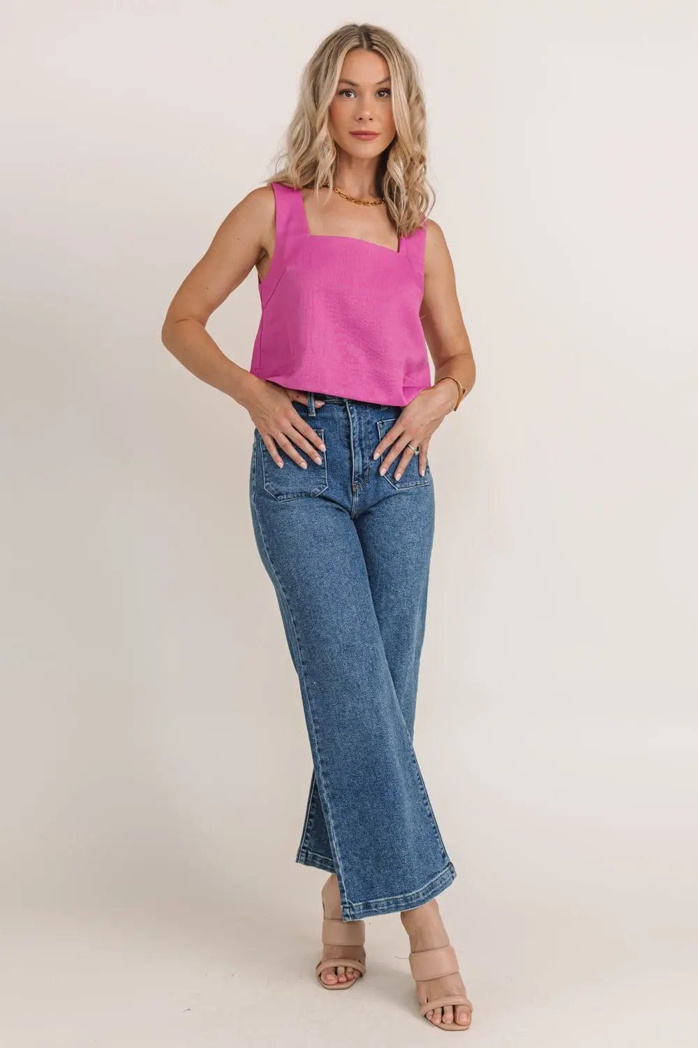 Fuchsia Flair Crop Tank - JO+CO