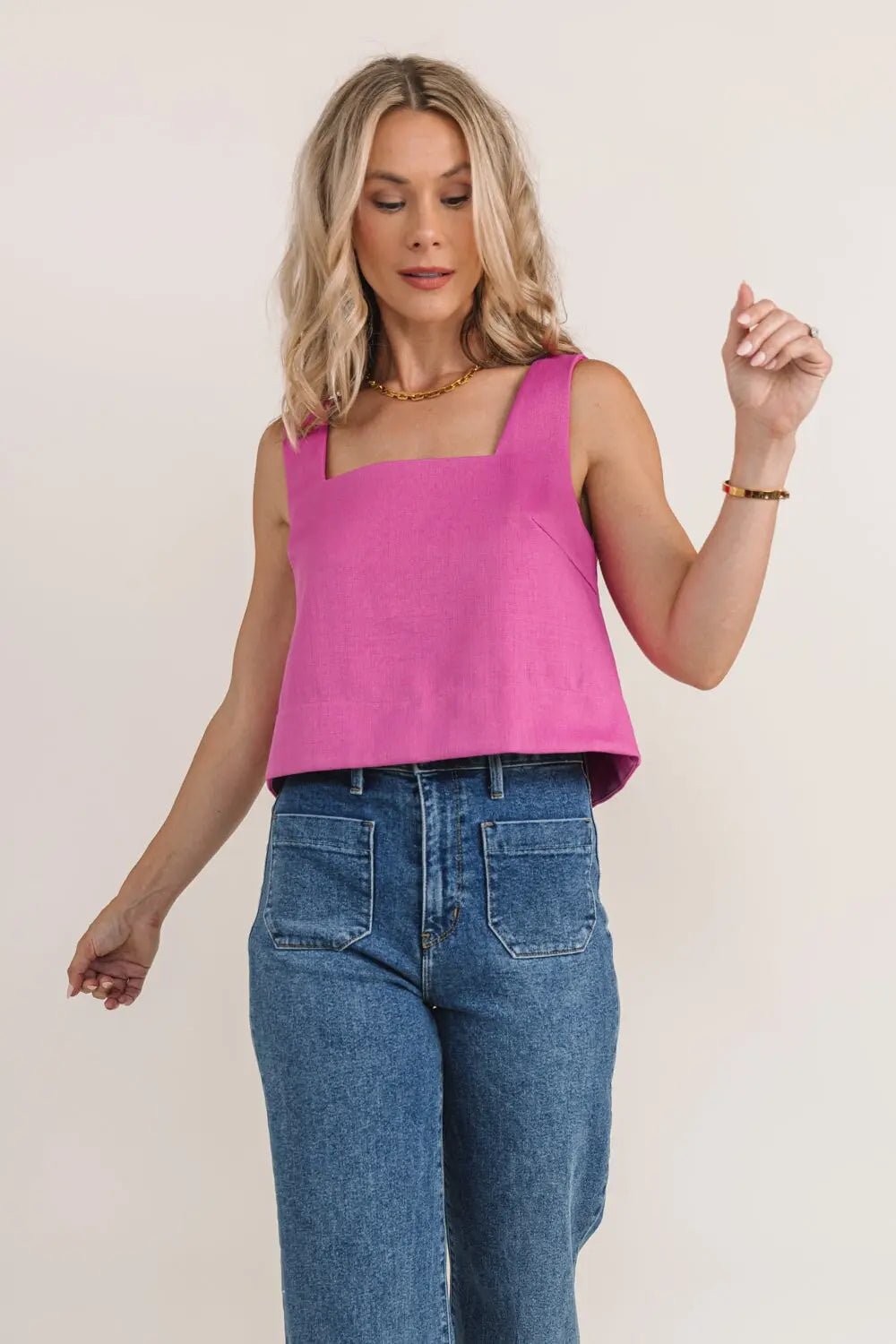 Fuchsia Flair Crop Tank - JO+CO