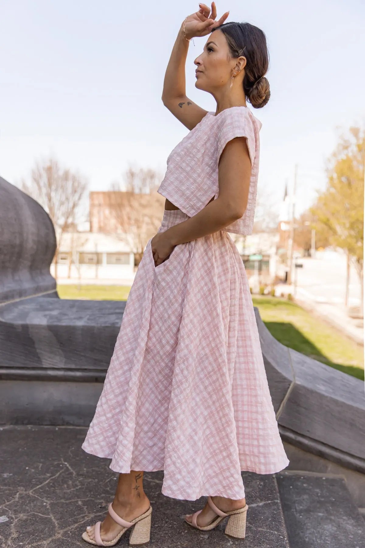 Gingham Gal Pink Plaid Top & Skirt Set - FINAL SALE - JO+CO