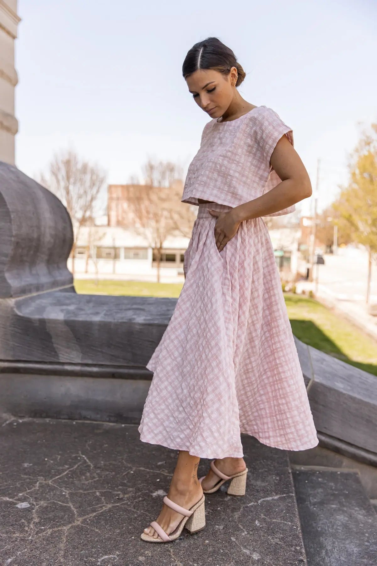 Gingham Gal Pink Plaid Top & Skirt Set - FINAL SALE - JO+CO