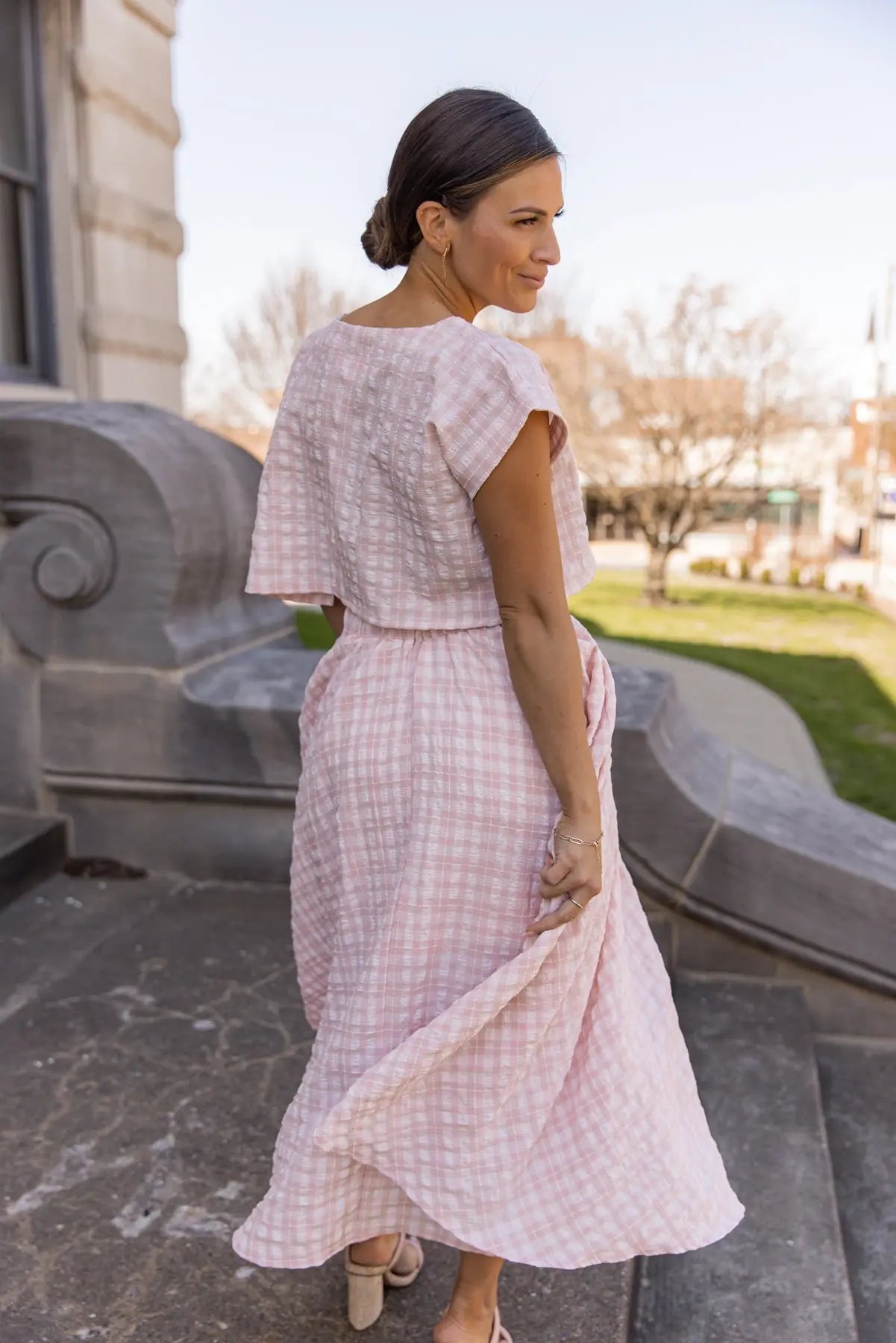 Gingham Gal Pink Plaid Top & Skirt Set - FINAL SALE - JO+CO